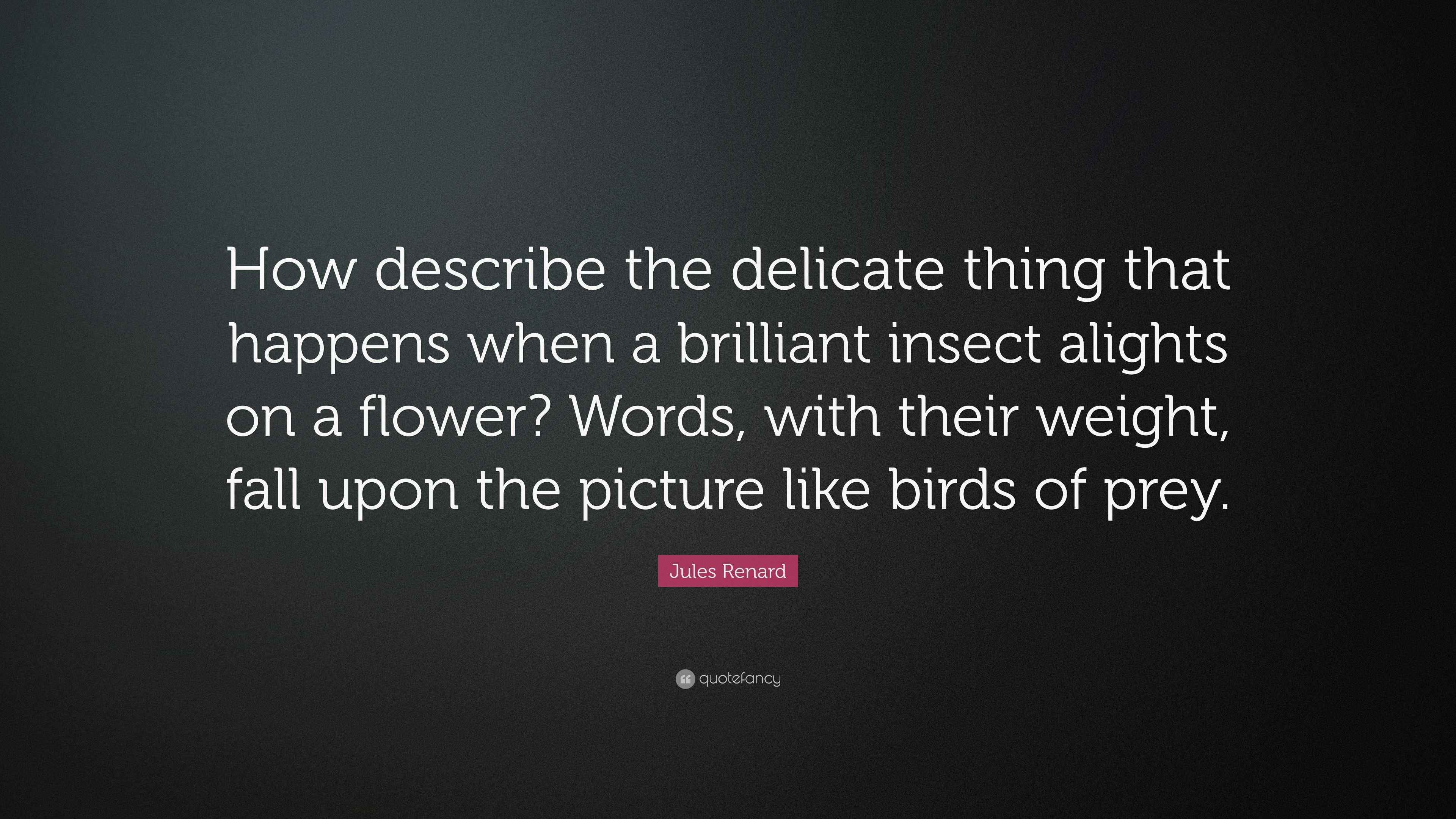 Jules Renard Quote “How describe the delicate thing that happens when