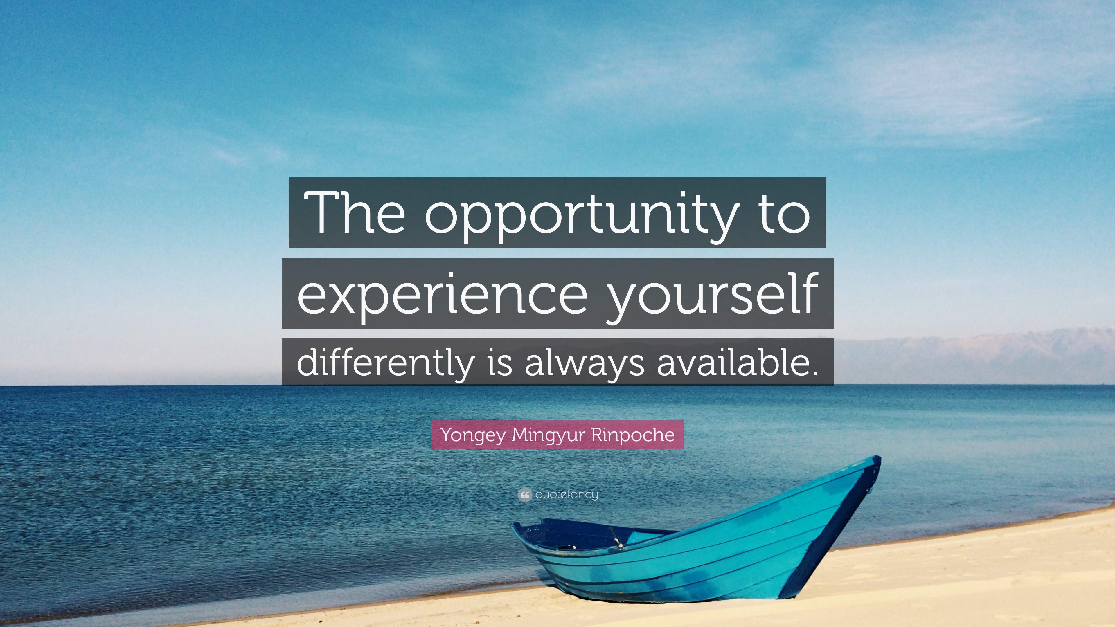 Yongey Mingyur Rinpoche Quote: “The opportunity to experience yourself ...