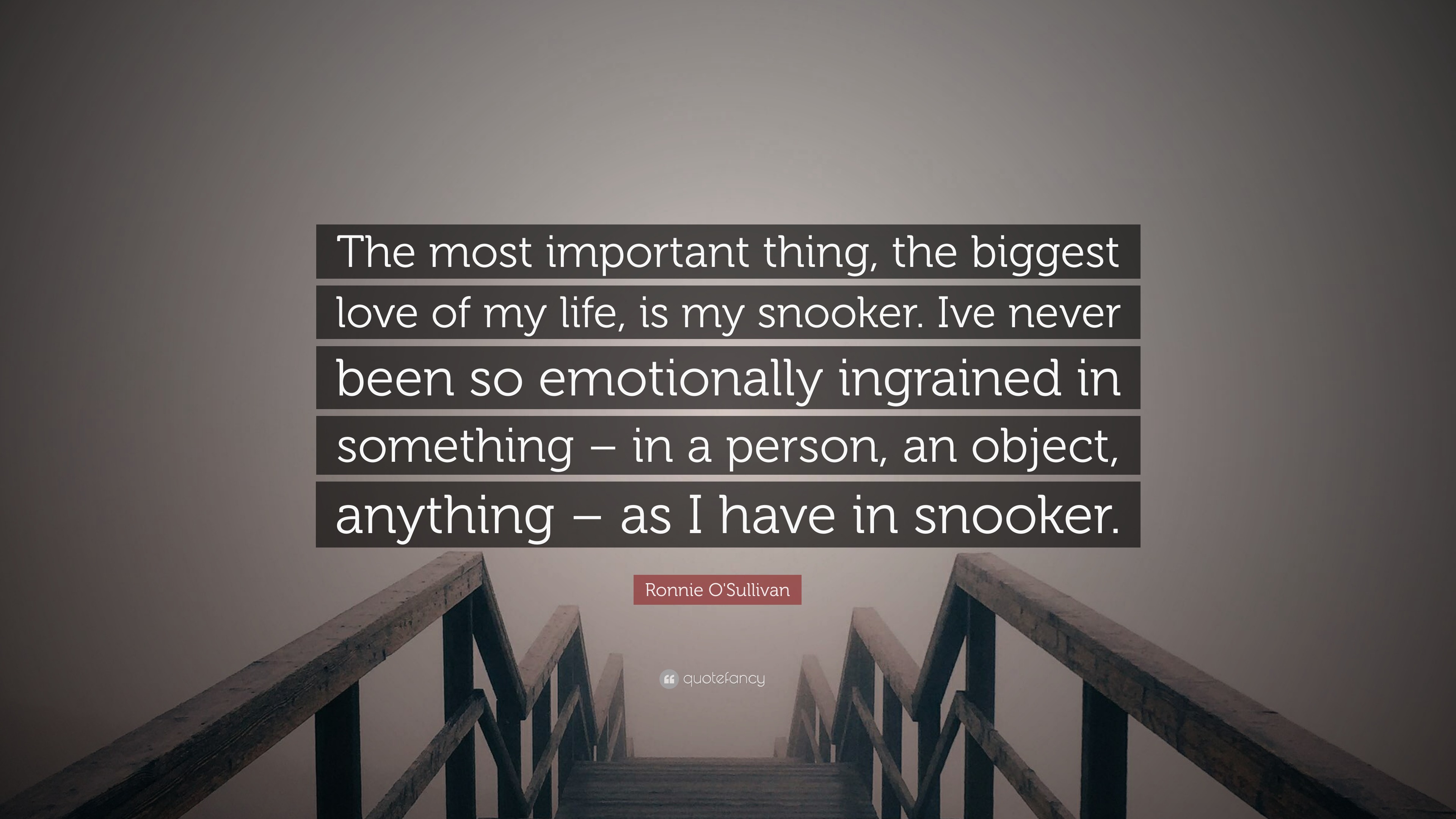Ronnie O Sullivan Quote “The most important thing the biggest love of