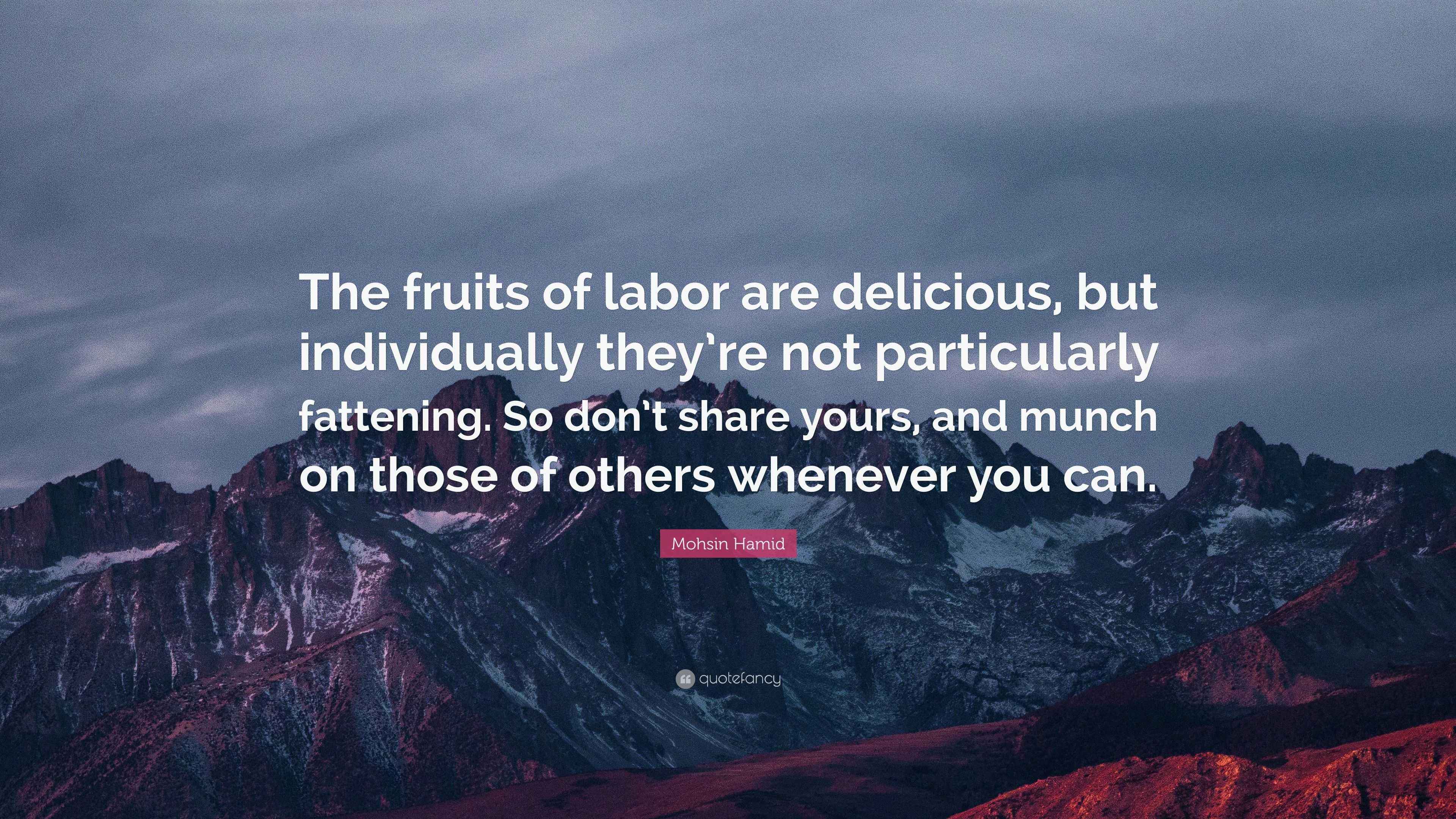 Mohsin Hamid Quote “The fruits of labor are delicious, but