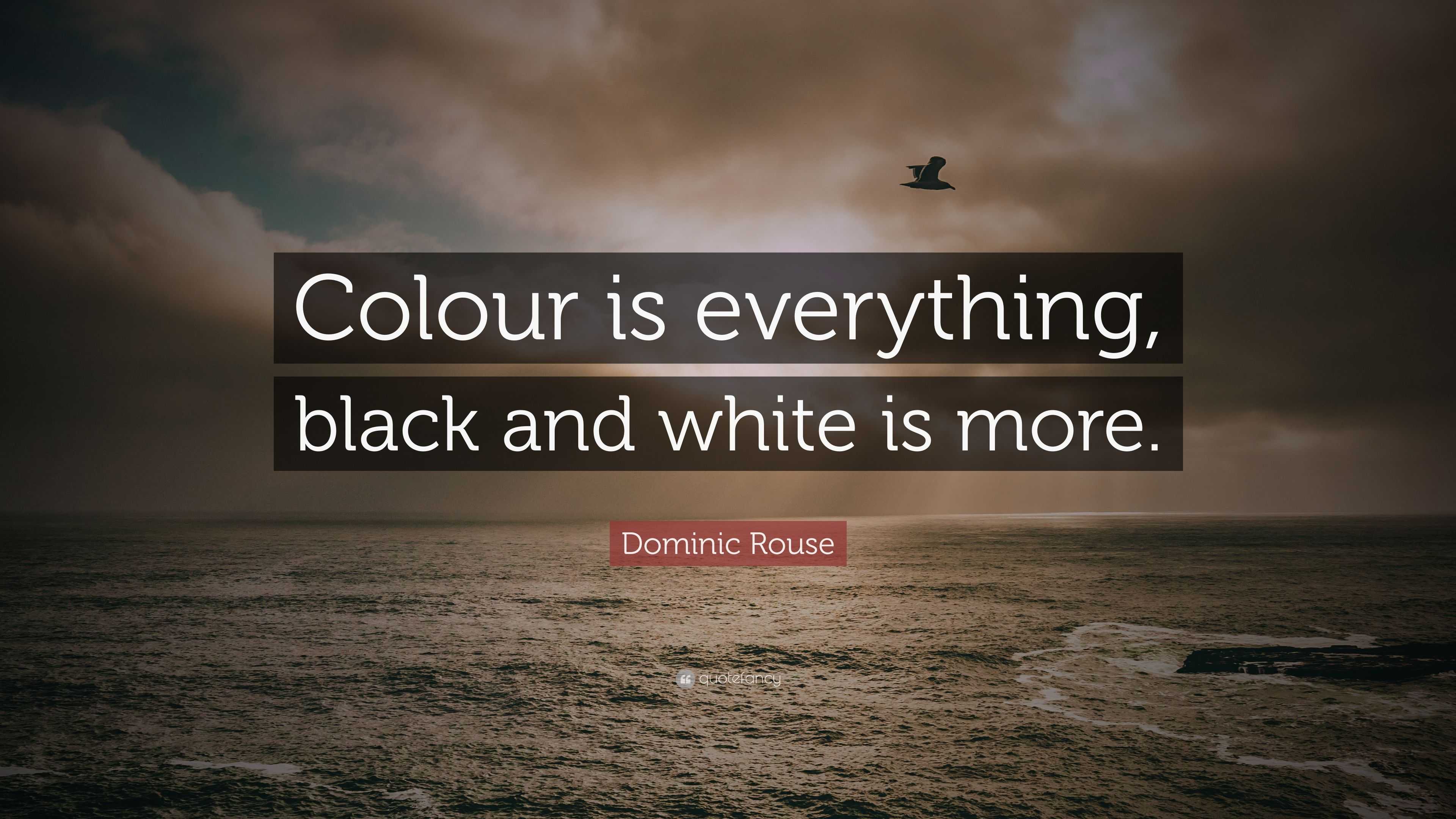 Dominic Rouse Quote “Colour is everything, black and white is more.”