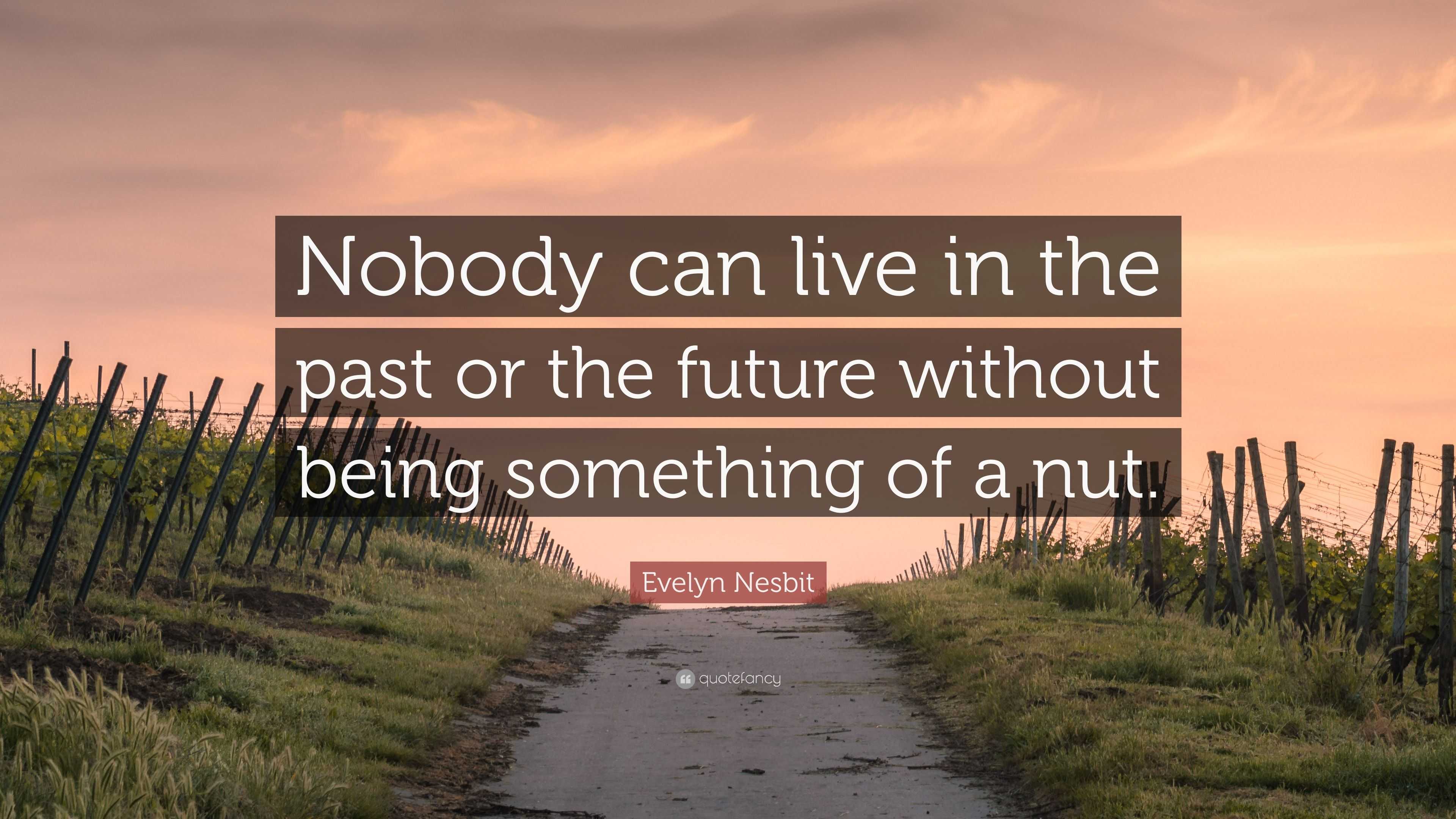 Evelyn Nesbit Quote: “Nobody can live in the past or the future without ...