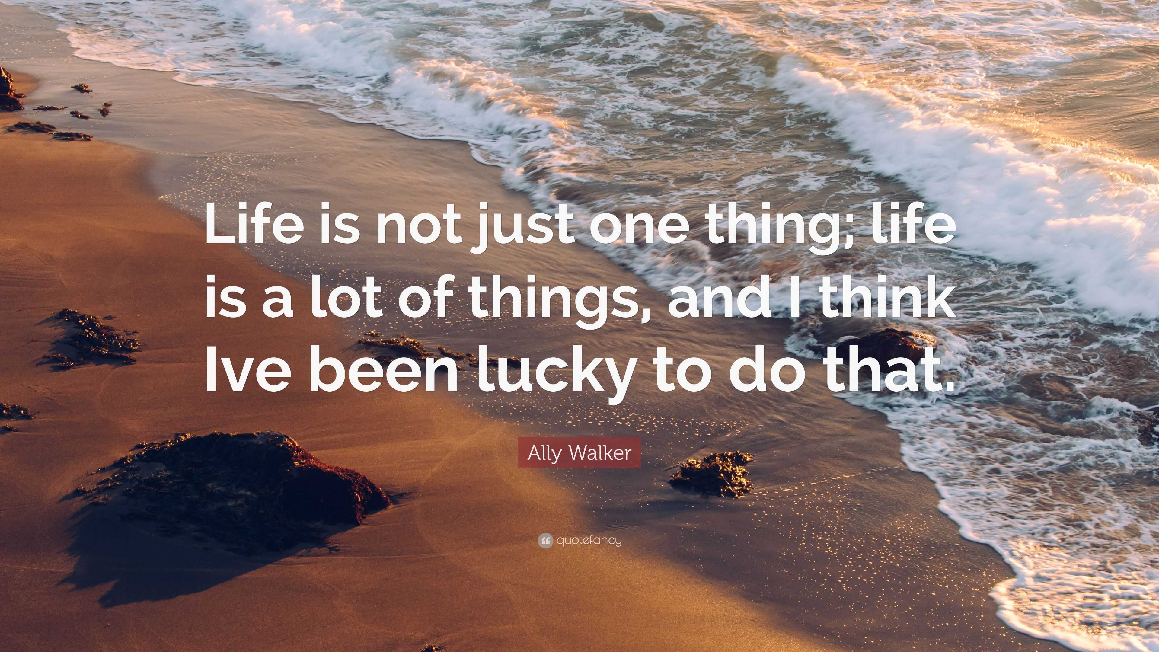 Ally Walker Quote: “Life is not just one thing; life is a lot of things ...