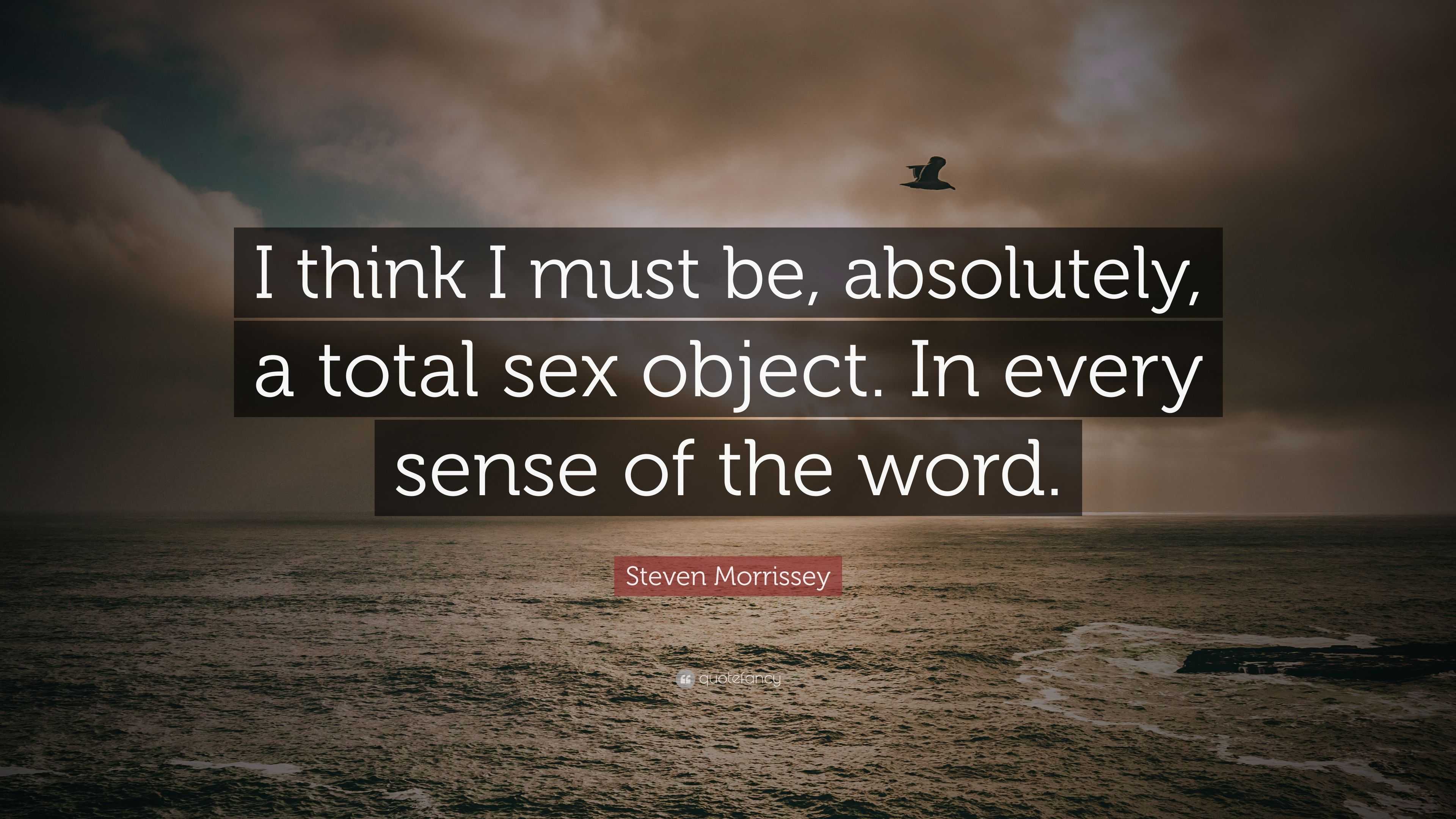 Steven Morrissey Quote: “I think I must be, absolutely, a total sex object.  In every sense