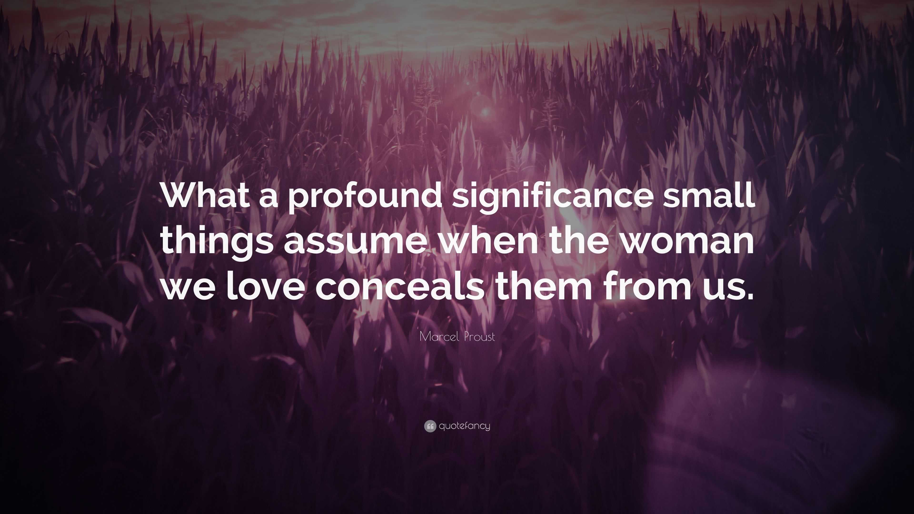 Marcel Proust Quote: “What a profound significance small things assume 