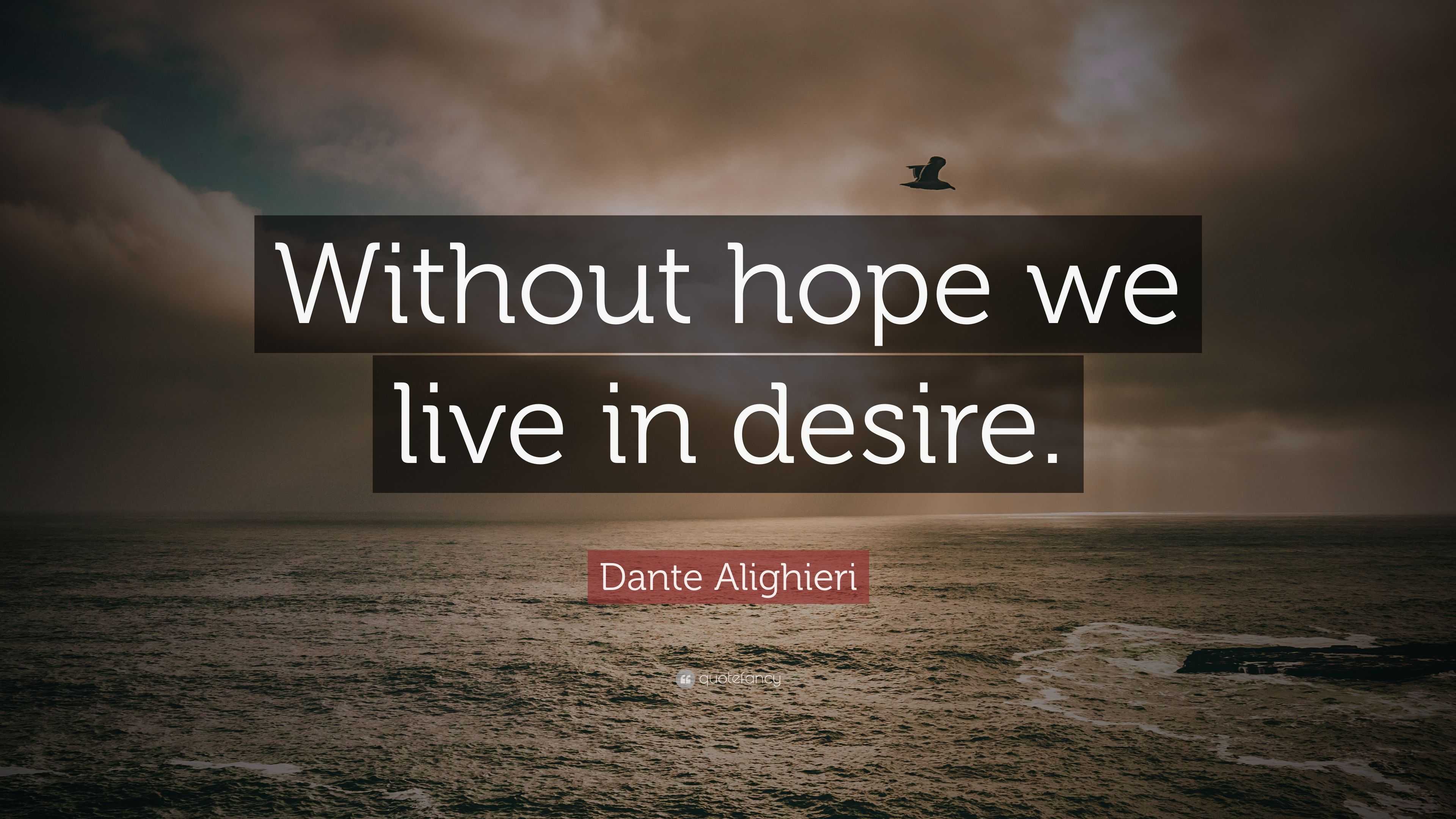 Dante Alighieri Quote Without hope we live in desire