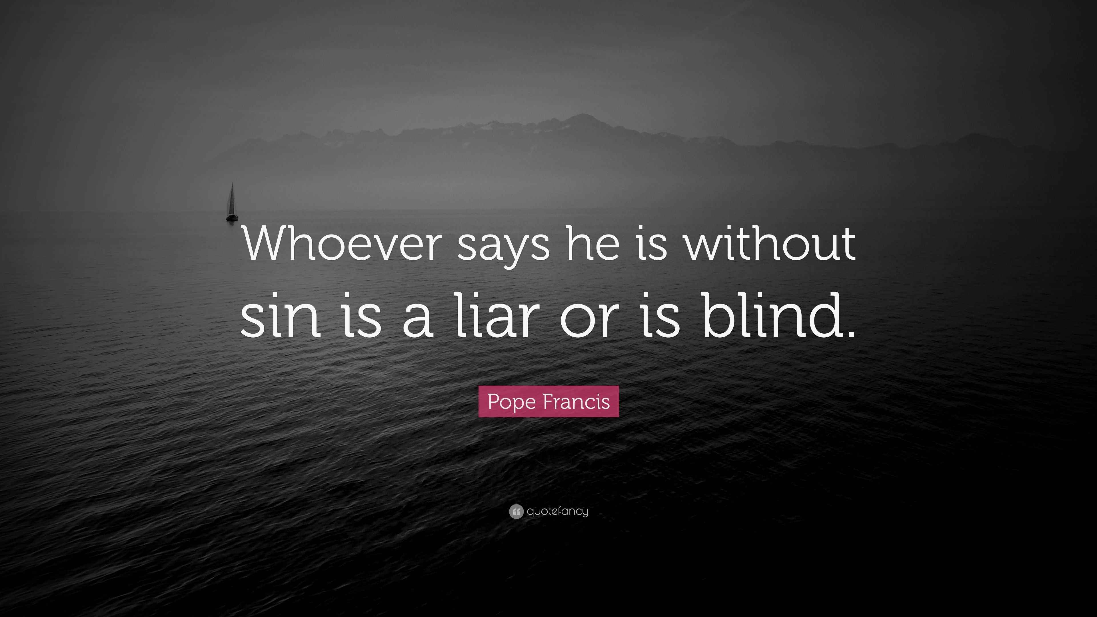 Pope Francis Quote “Whoever says he is without sin is a liar or is blind.”