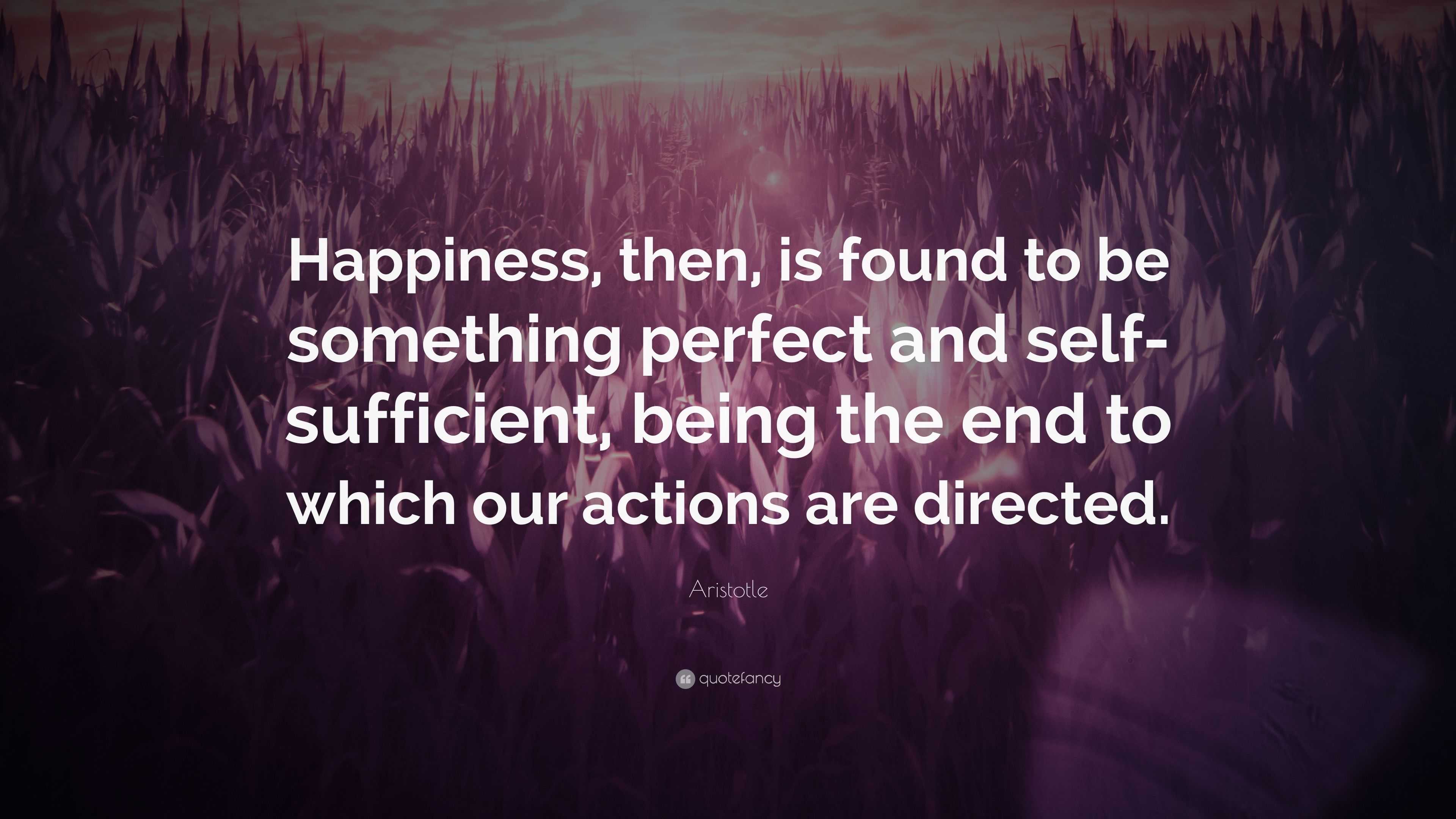 Aristotle Quote: “Happiness, then, is found to be something perfect and ...