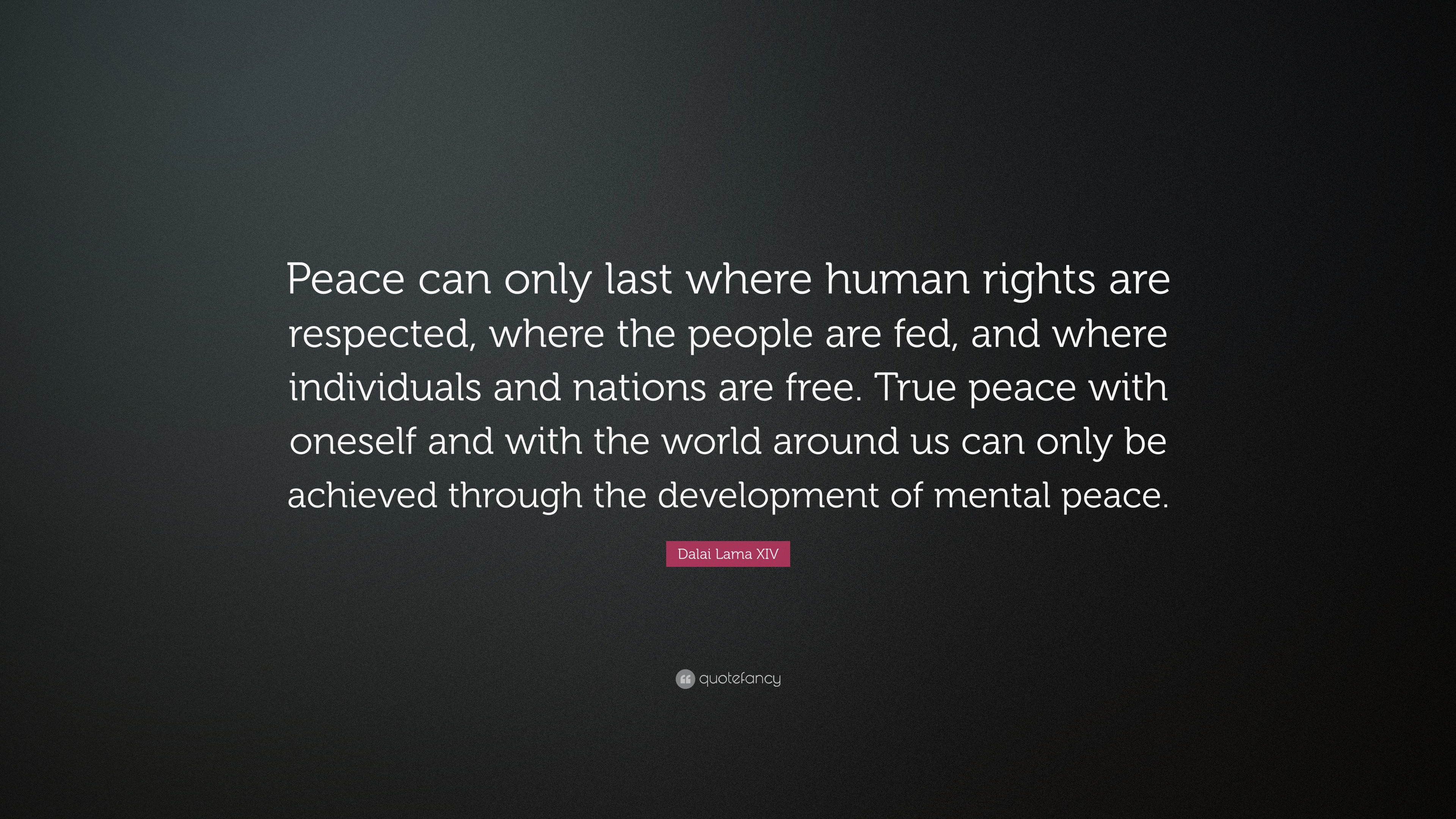 Dalai Lama XIV Quote: “Peace can only last where human rights are ...