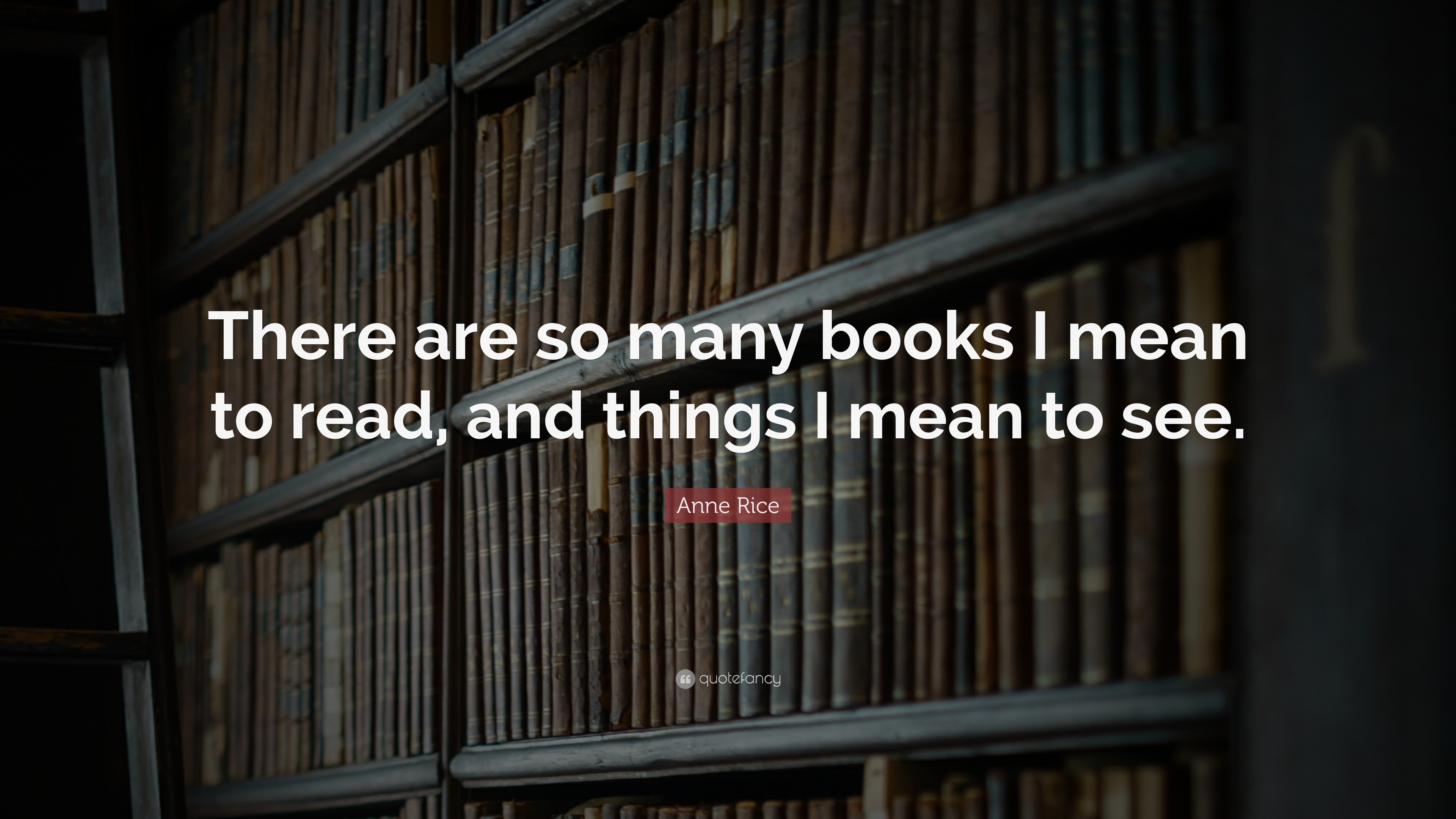 Anne Rice Quote: “There are so many books I mean to read, and things I ...