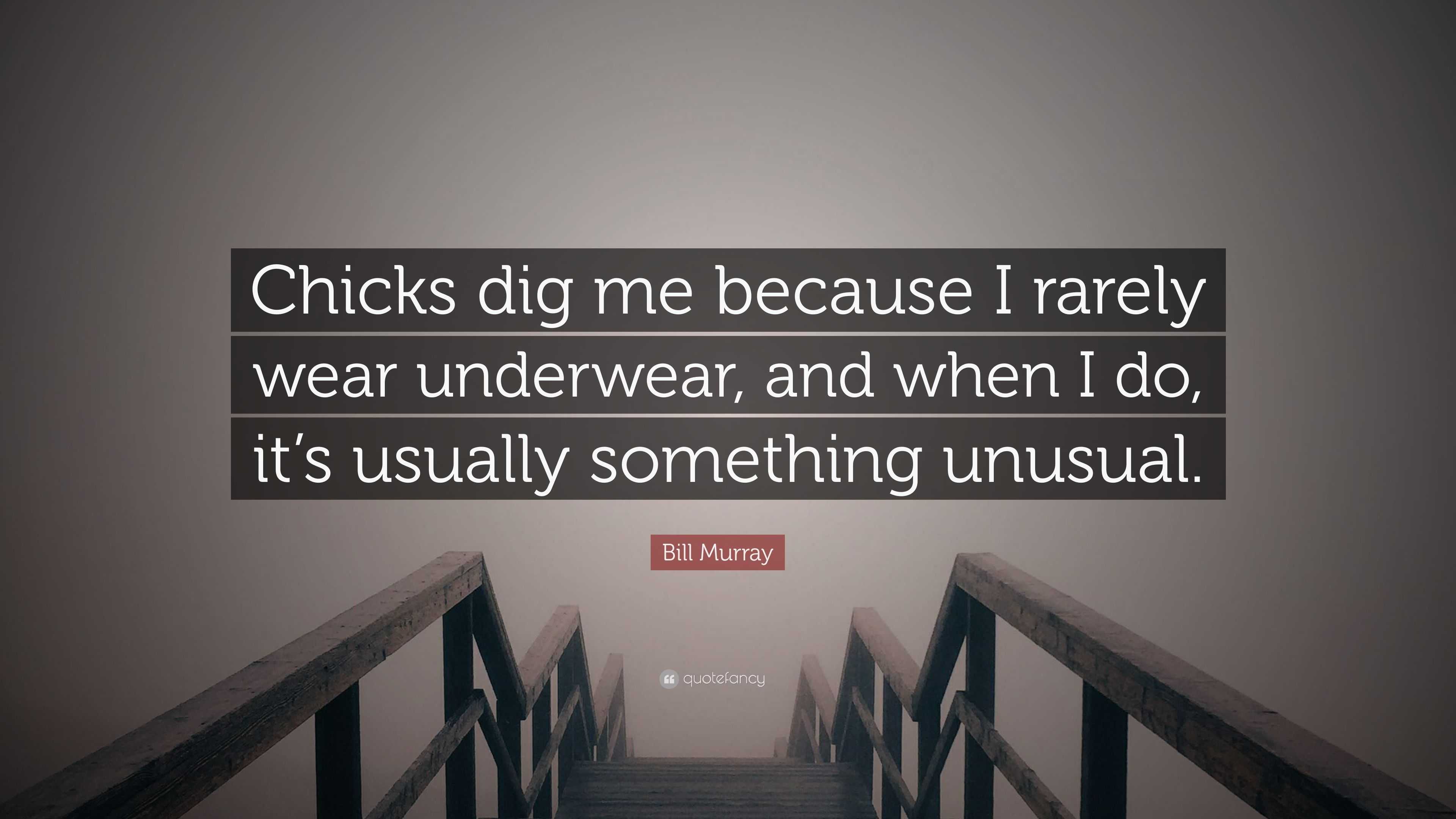 Bill Murray Quote Chicks dig me because I rarely wear underwear