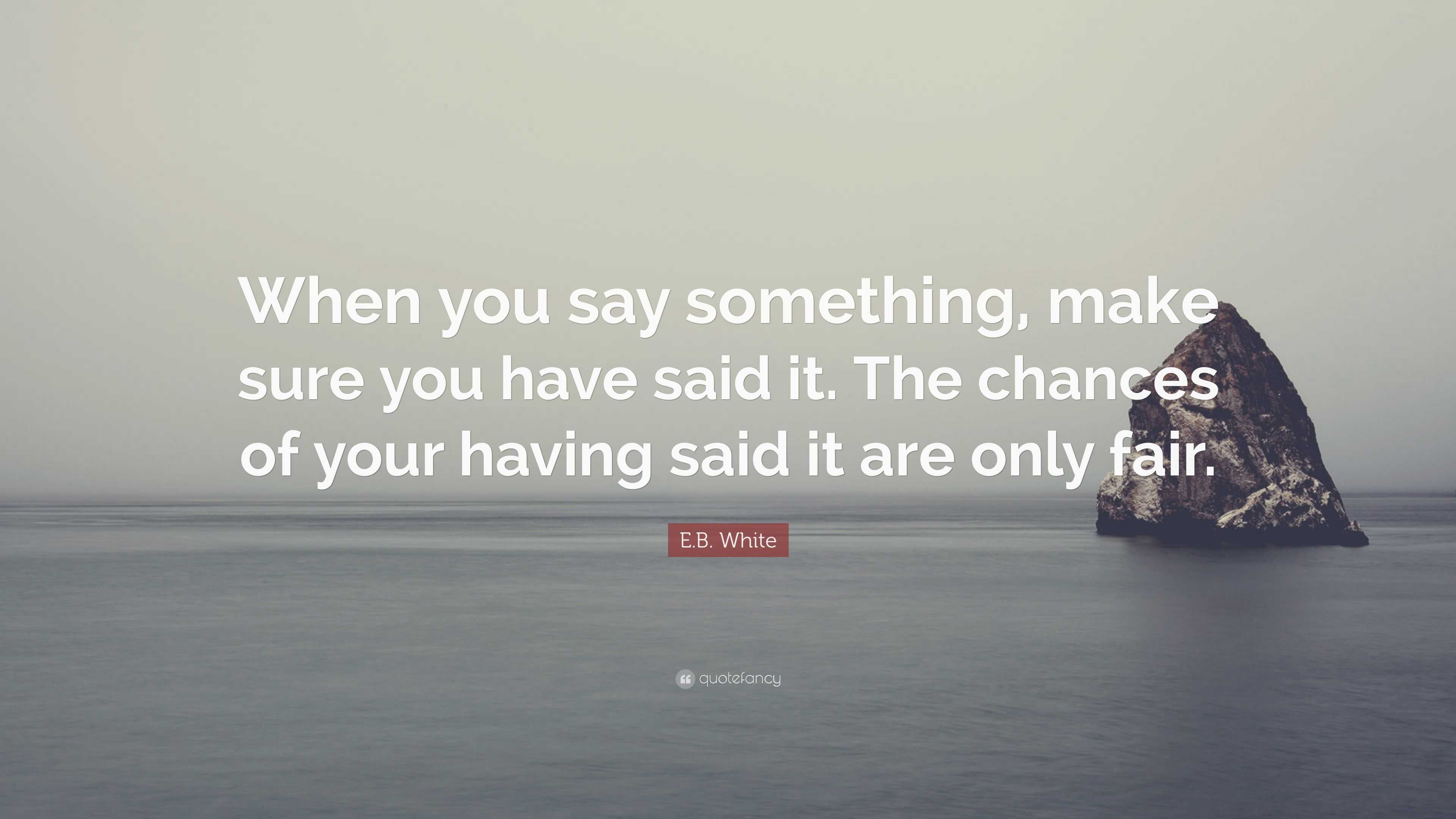 E.B. White Quote: “When you say something, make sure you have said it ...