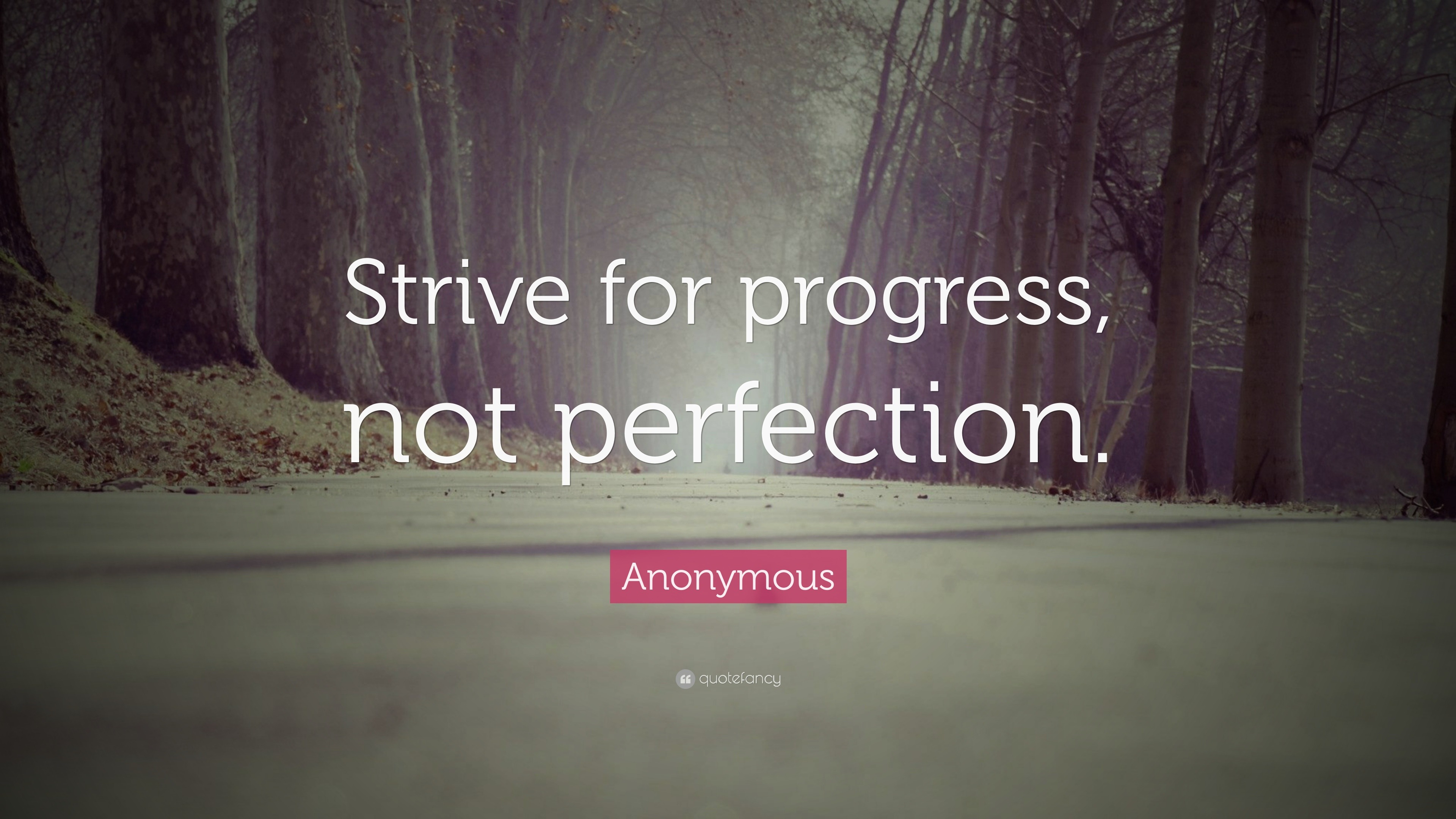 Strive for progress, not perfection. 