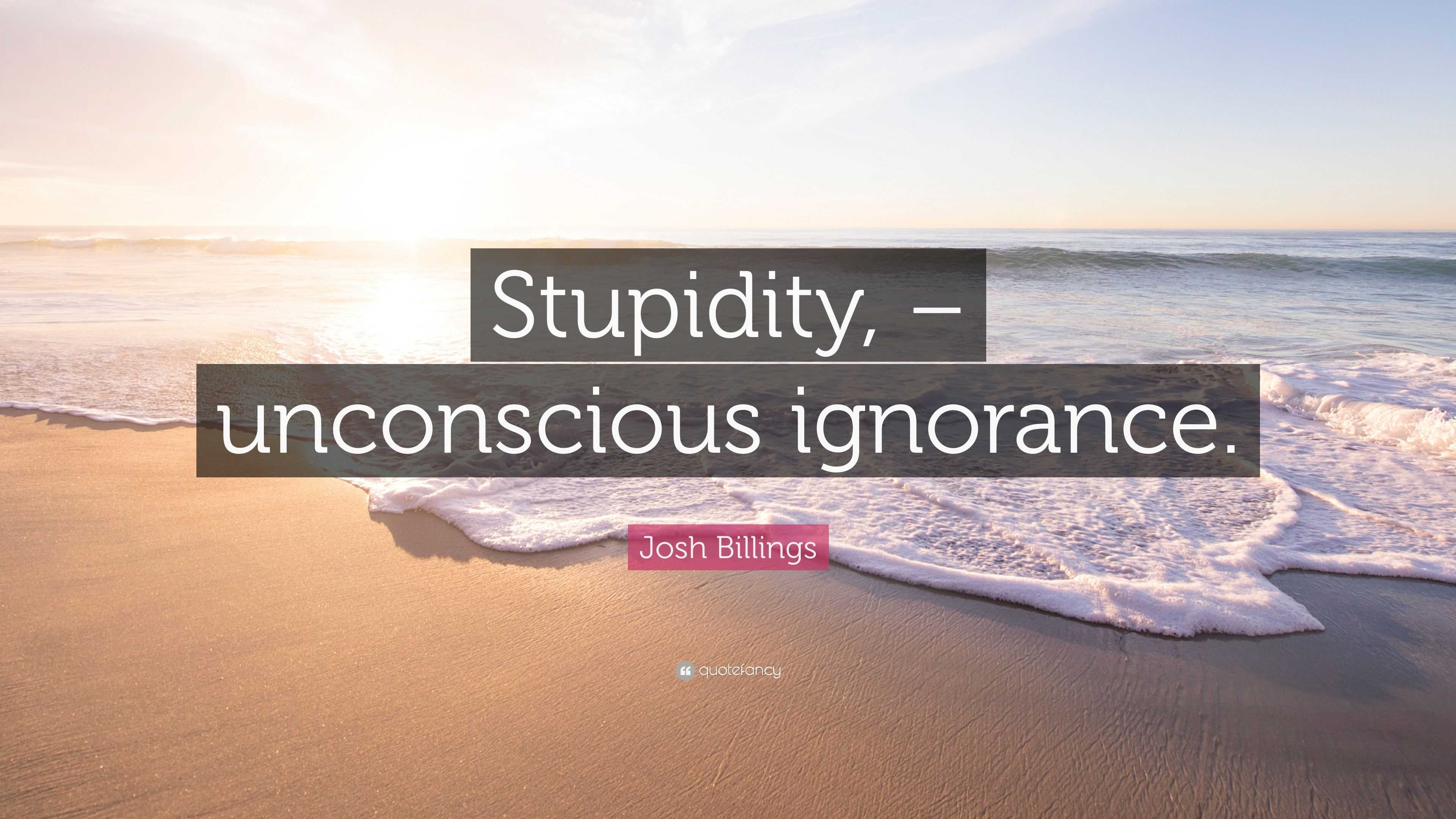 Josh Billings Quote: “Stupidity, – unconscious ignorance.”