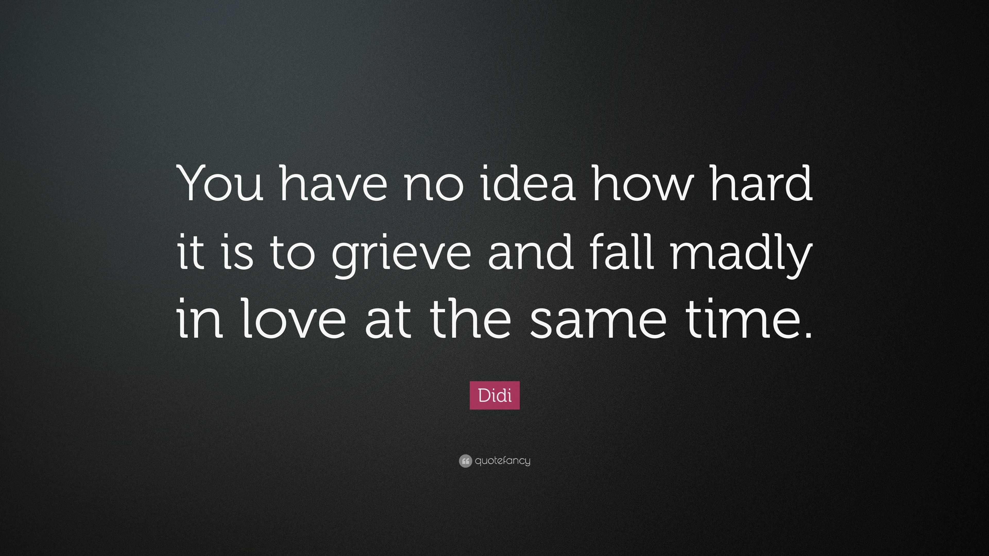 Didi Quote: “You have no idea how hard it is to grieve and fall madly ...