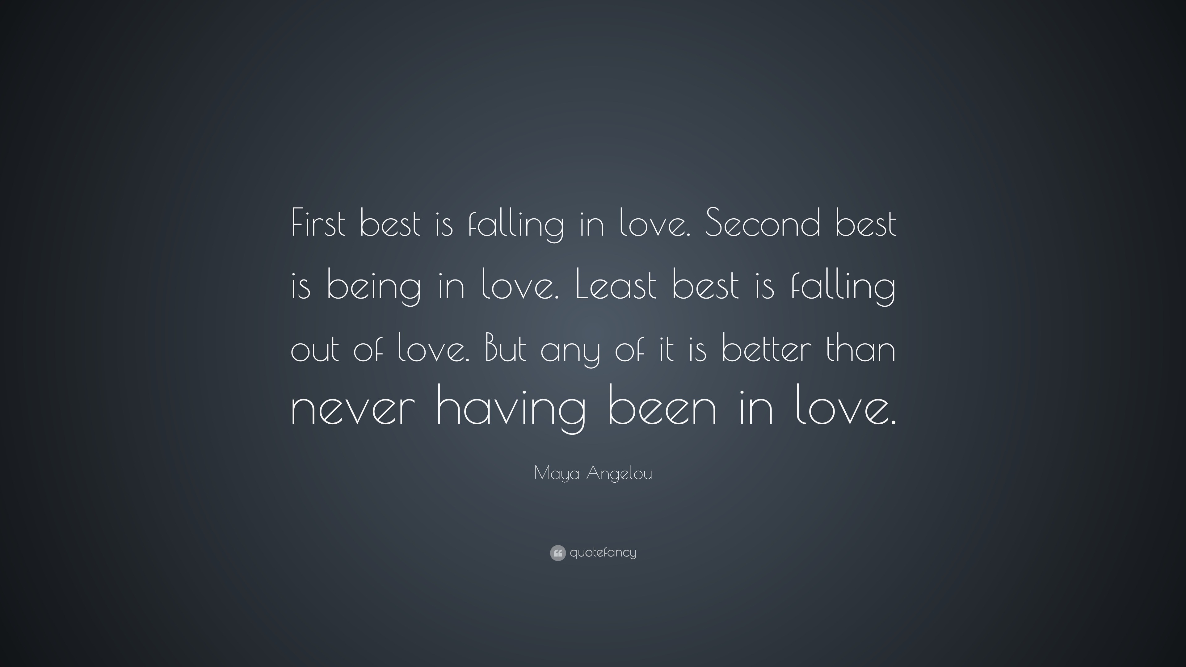 Maya Angelou Quote “First best is falling in love Second best is being