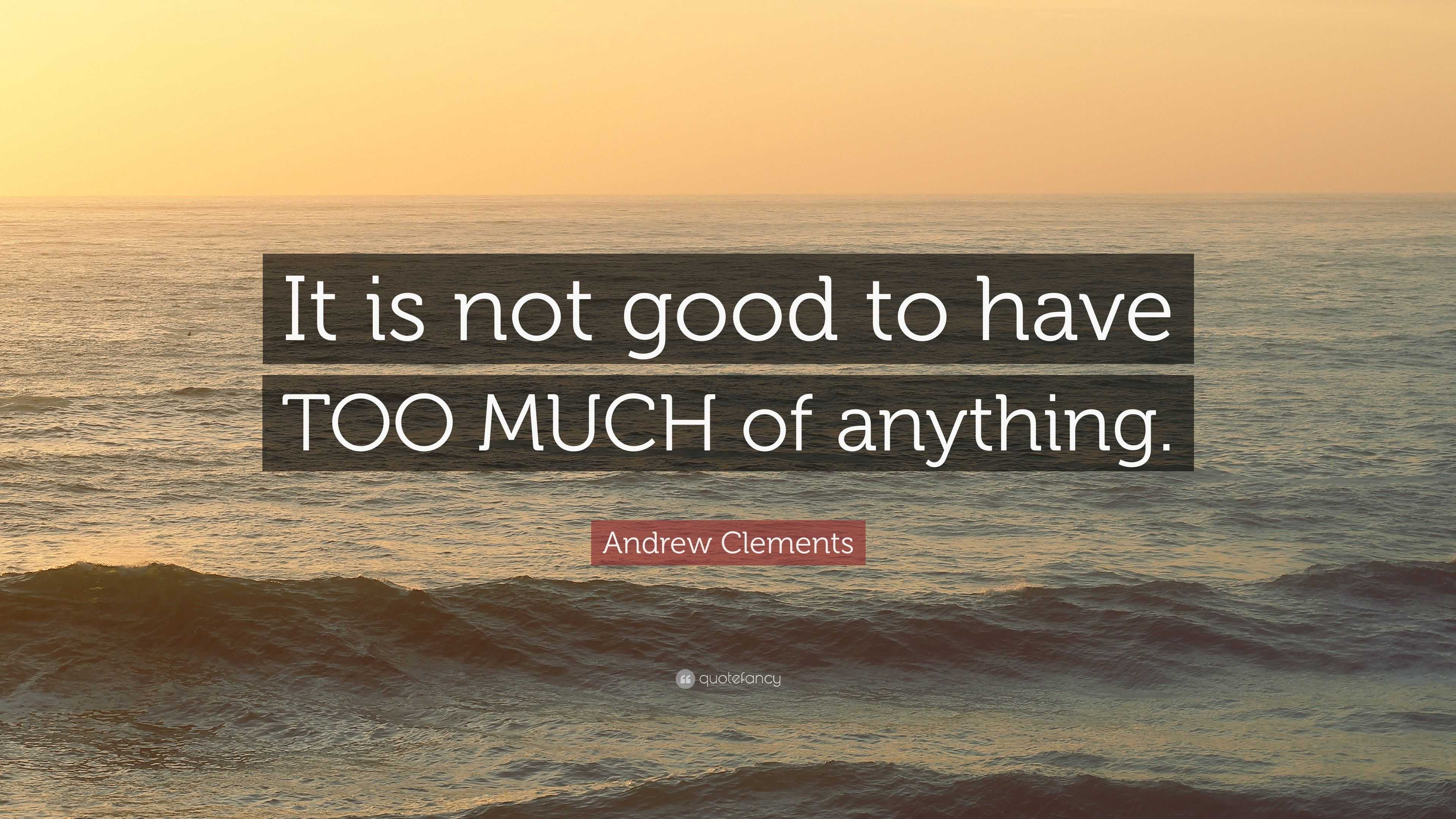 Andrew Clements Quote It Is Not Good To Have TOO MUCH Of Anything 