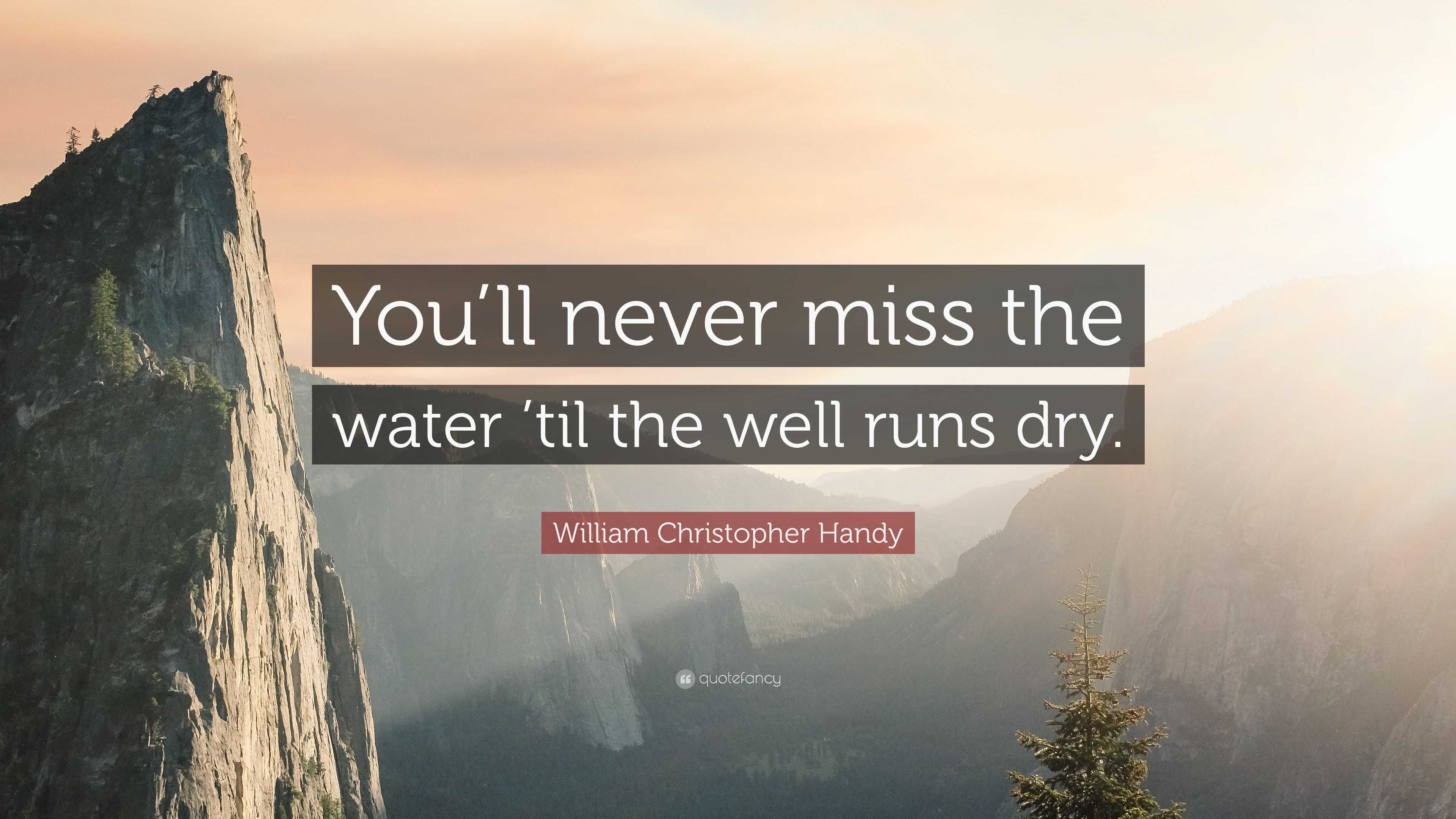 You don't miss your water, until your well runs dry