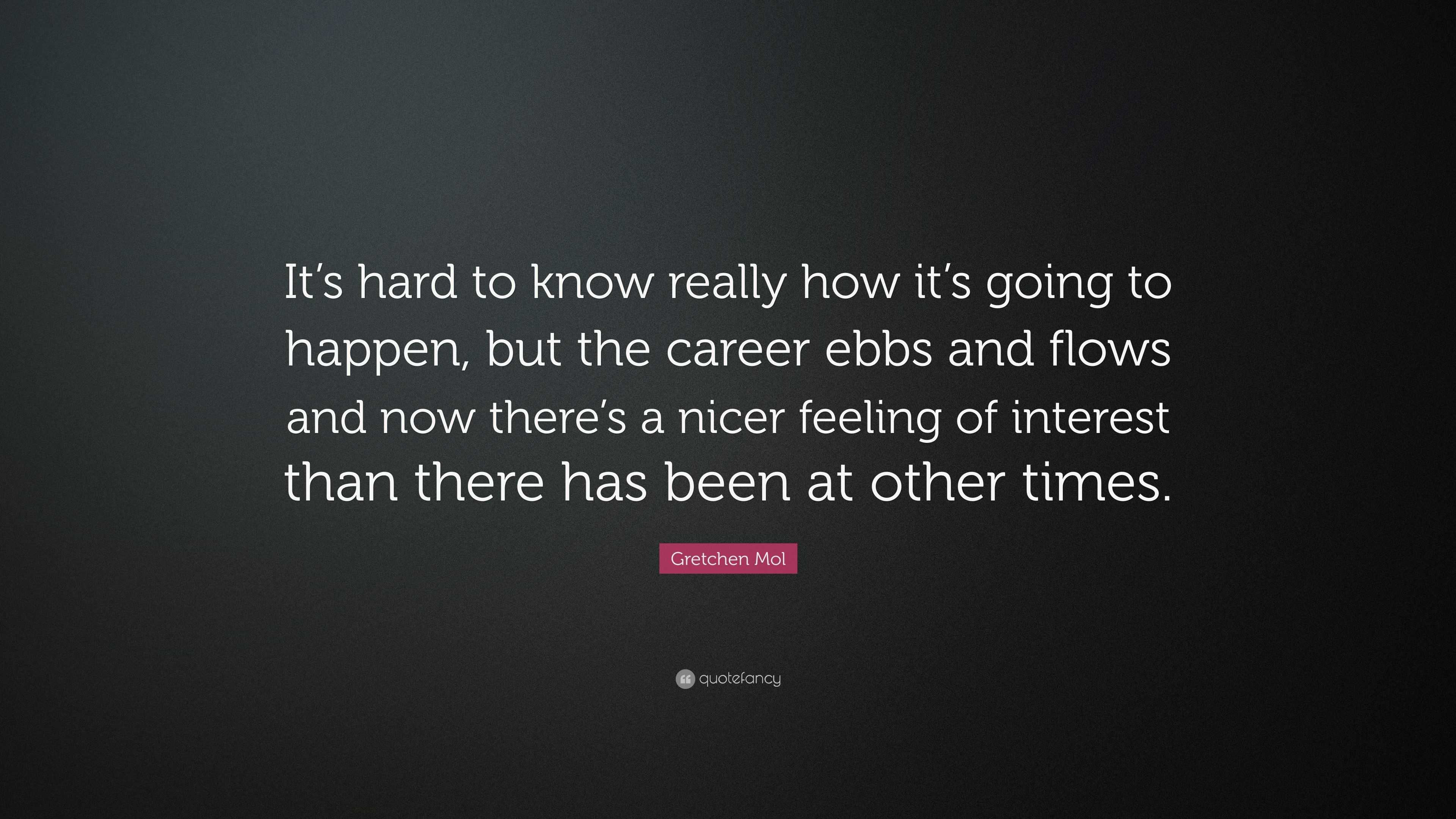 Gretchen Mol Quote: “It’s hard to know really how it’s going to happen ...