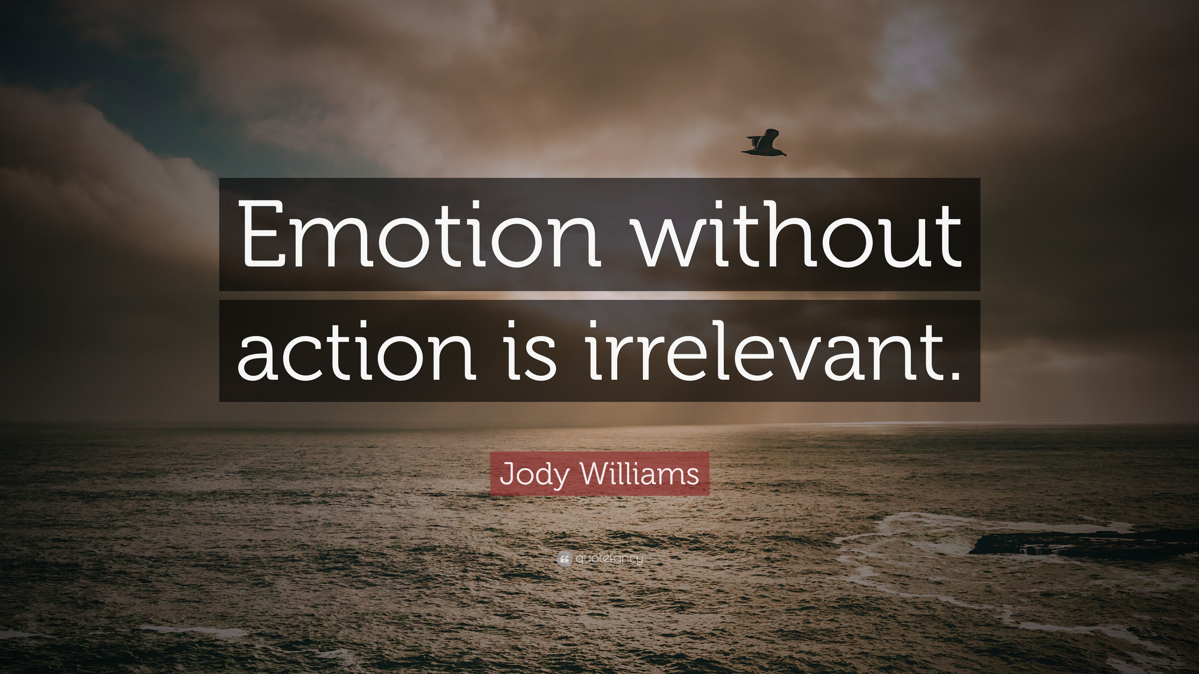 Jody Williams Quote: “Emotion without action is irrelevant.”