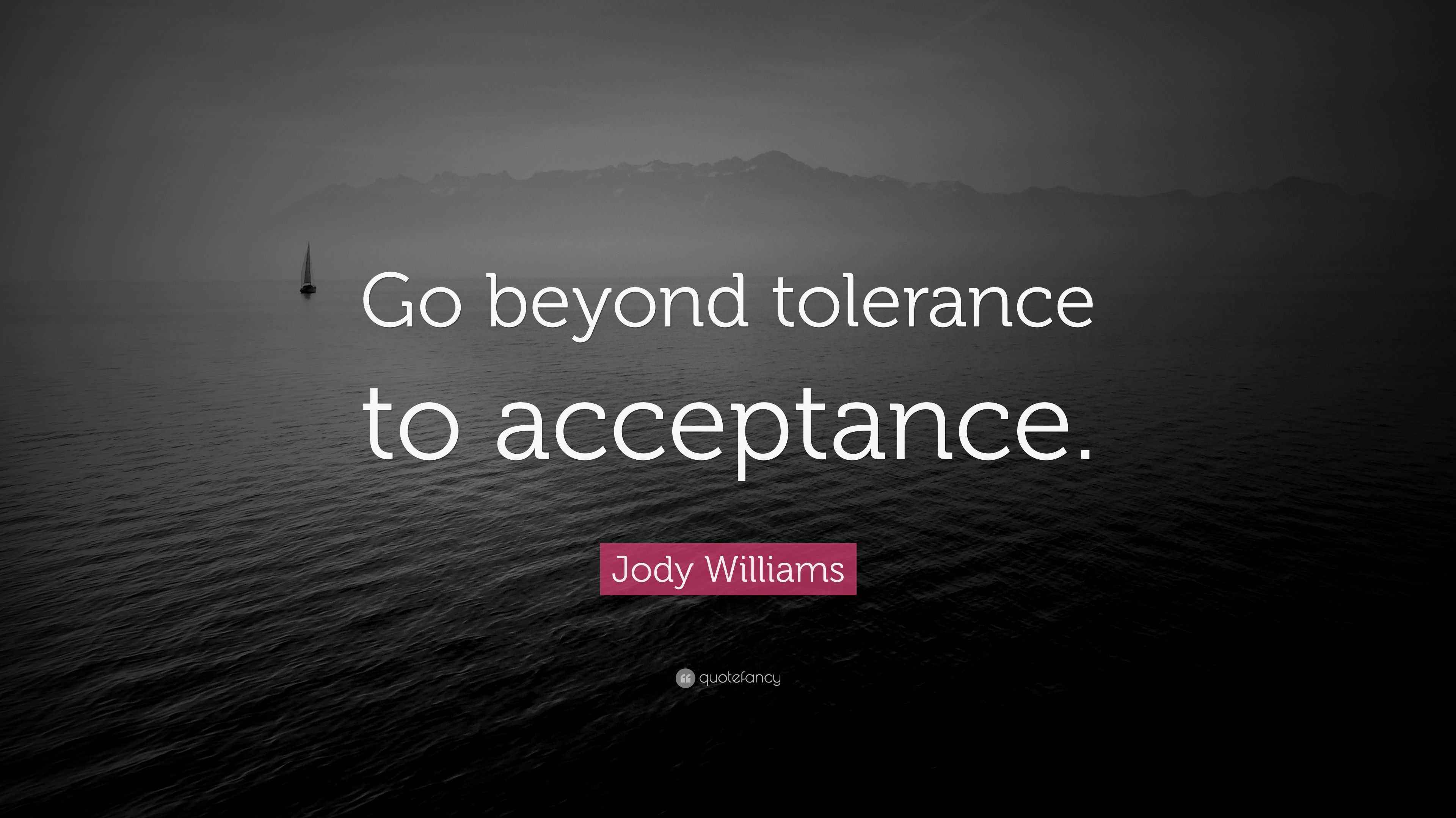 Jody Williams Quote: “Go beyond tolerance to acceptance.”