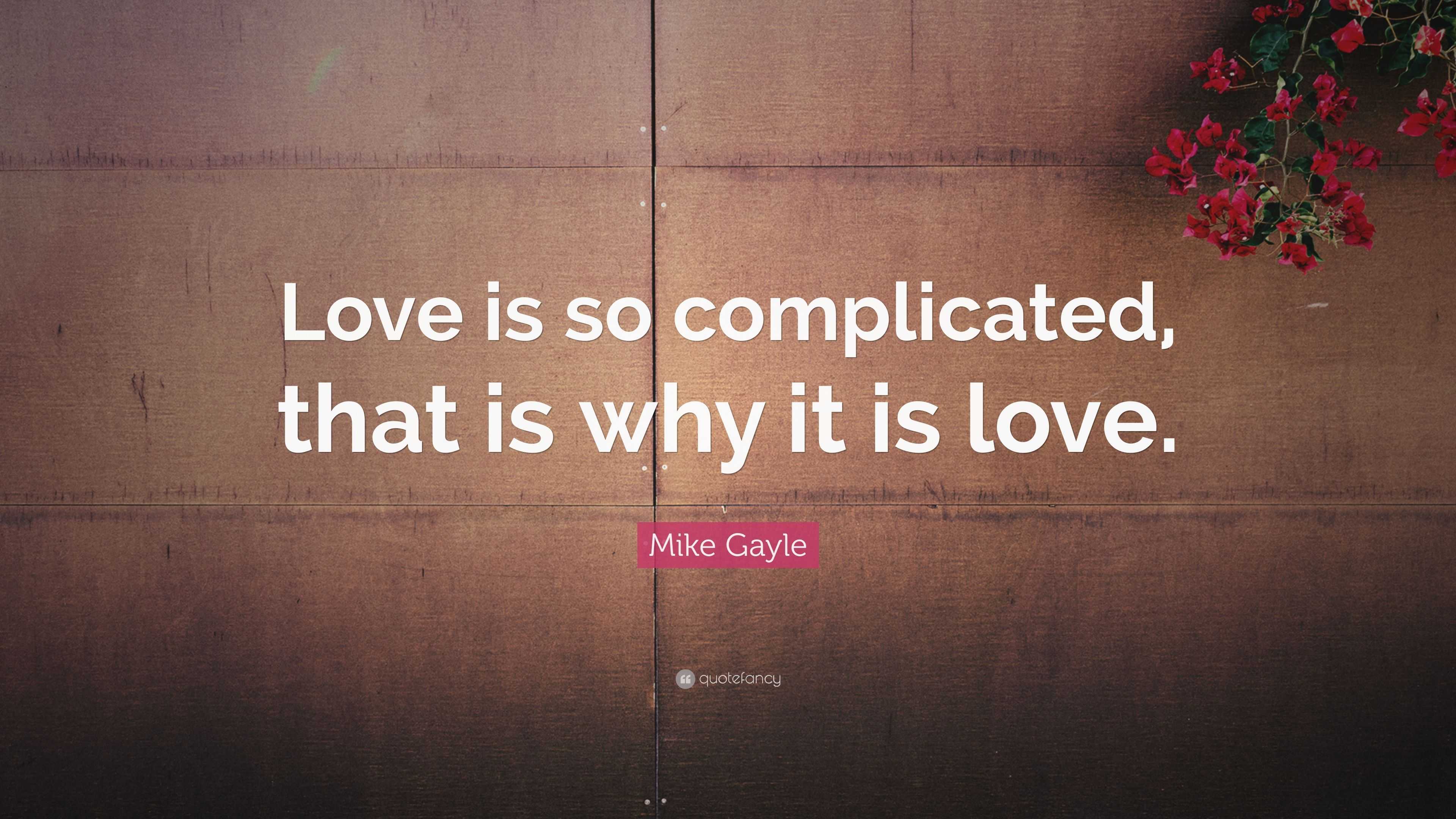 Mike Gayle Quote: “Love is so complicated, that is why it is love.”