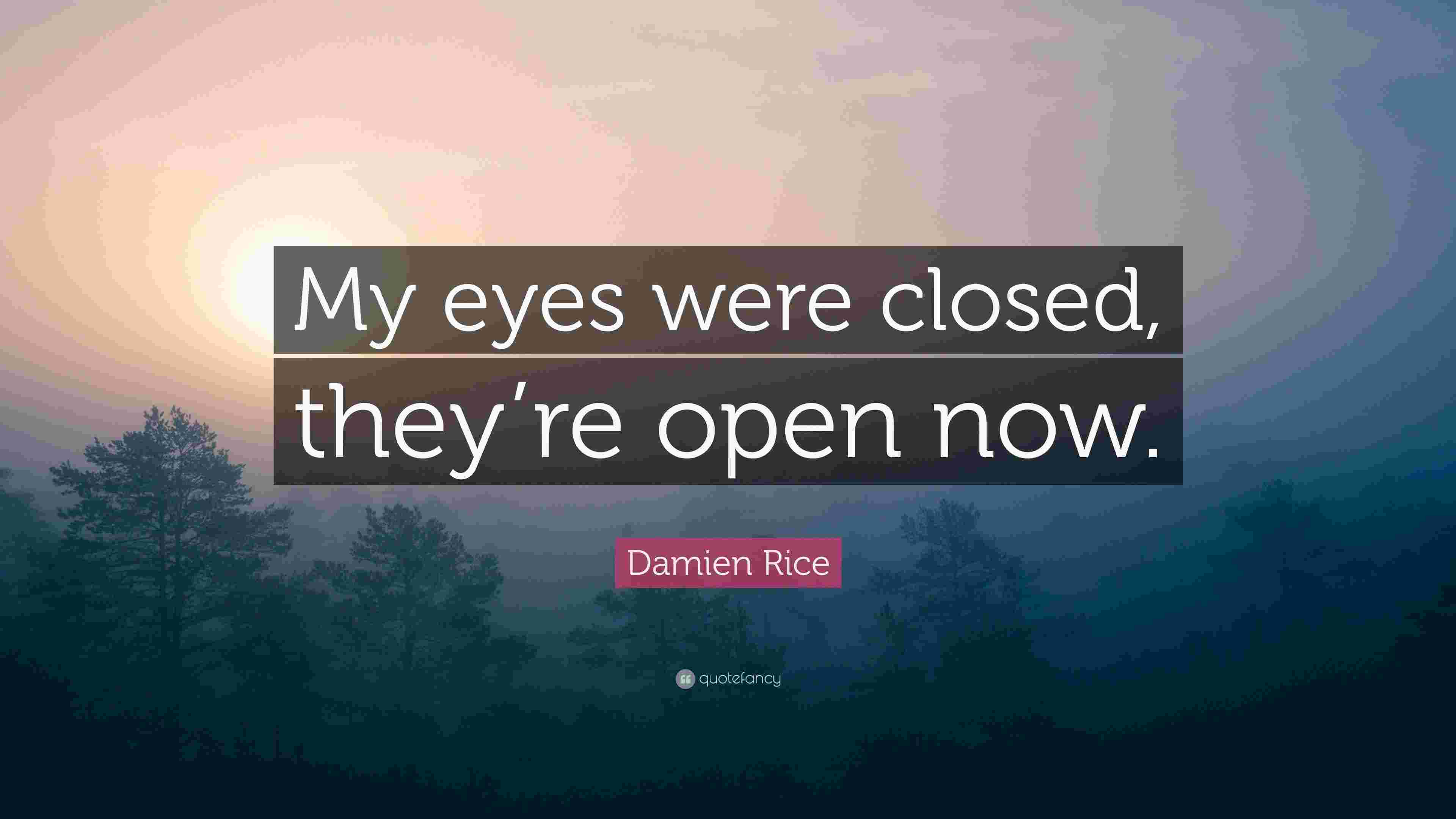 Damien Rice Quote: “My eyes were closed, they’re open now.”