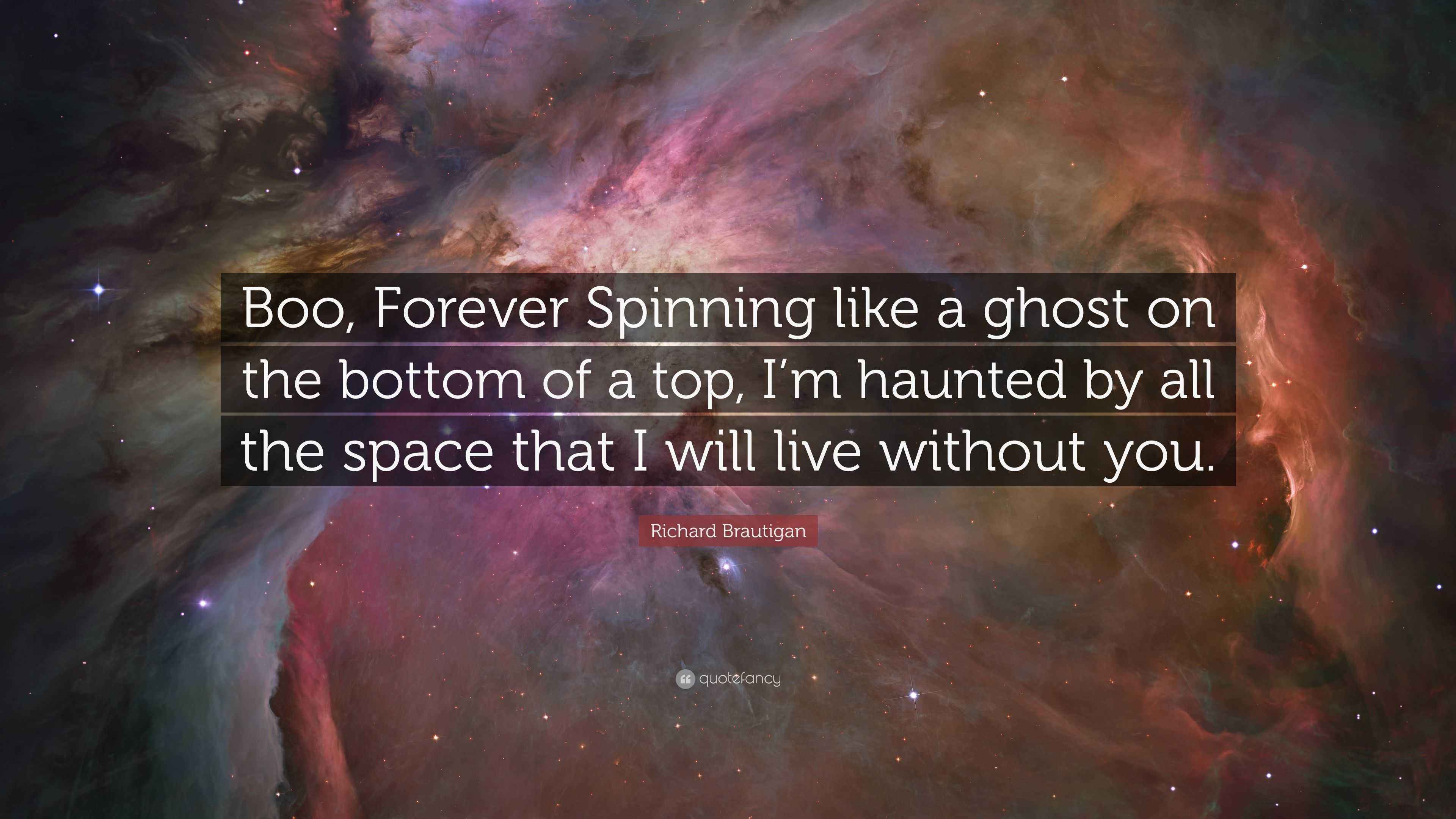 Richard Brautigan Quote “Boo, Forever Spinning like a ghost on the