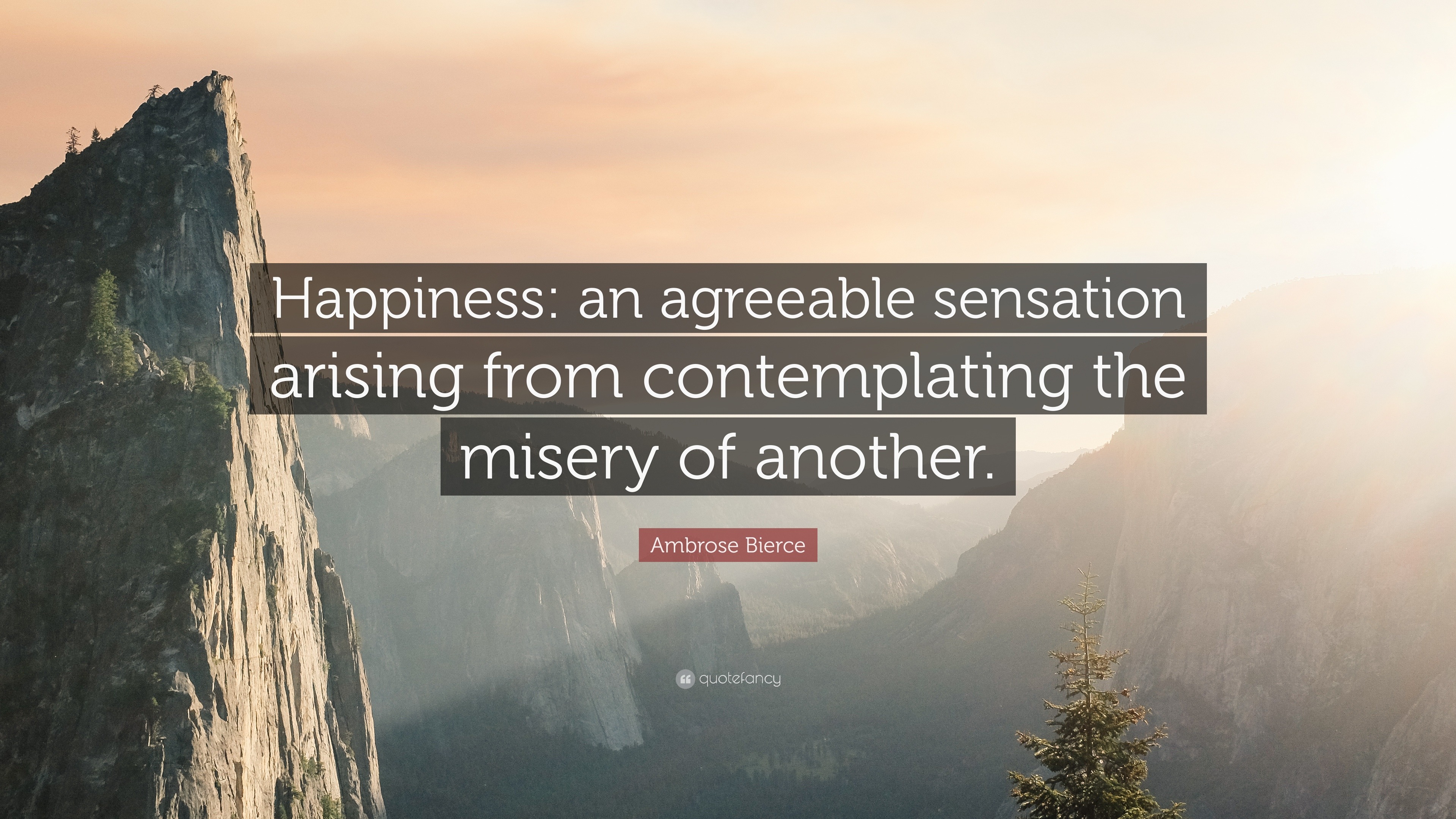 Ambrose Bierce Quote: “happiness: An Agreeable Sensation Arising From 