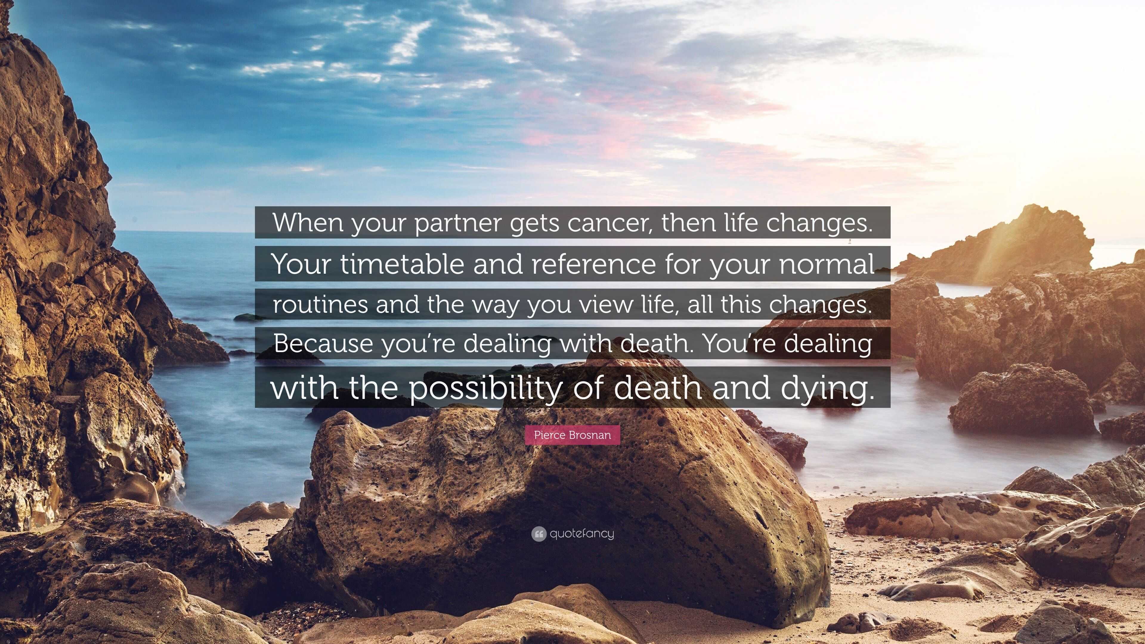 Pierce Brosnan Quote “When your partner s cancer then life changes Your