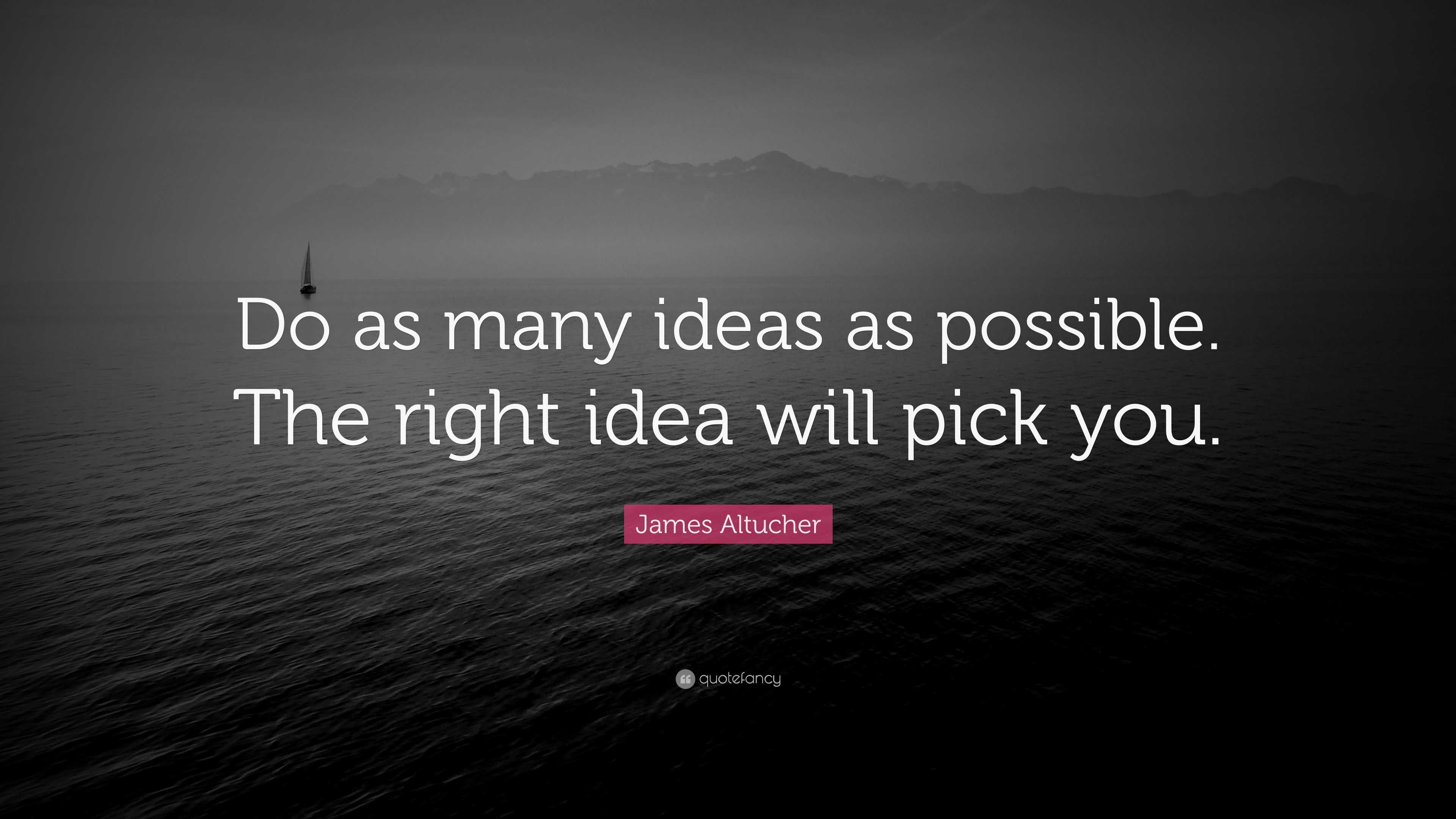 James Altucher Quote: “Do as many ideas as possible. The right idea