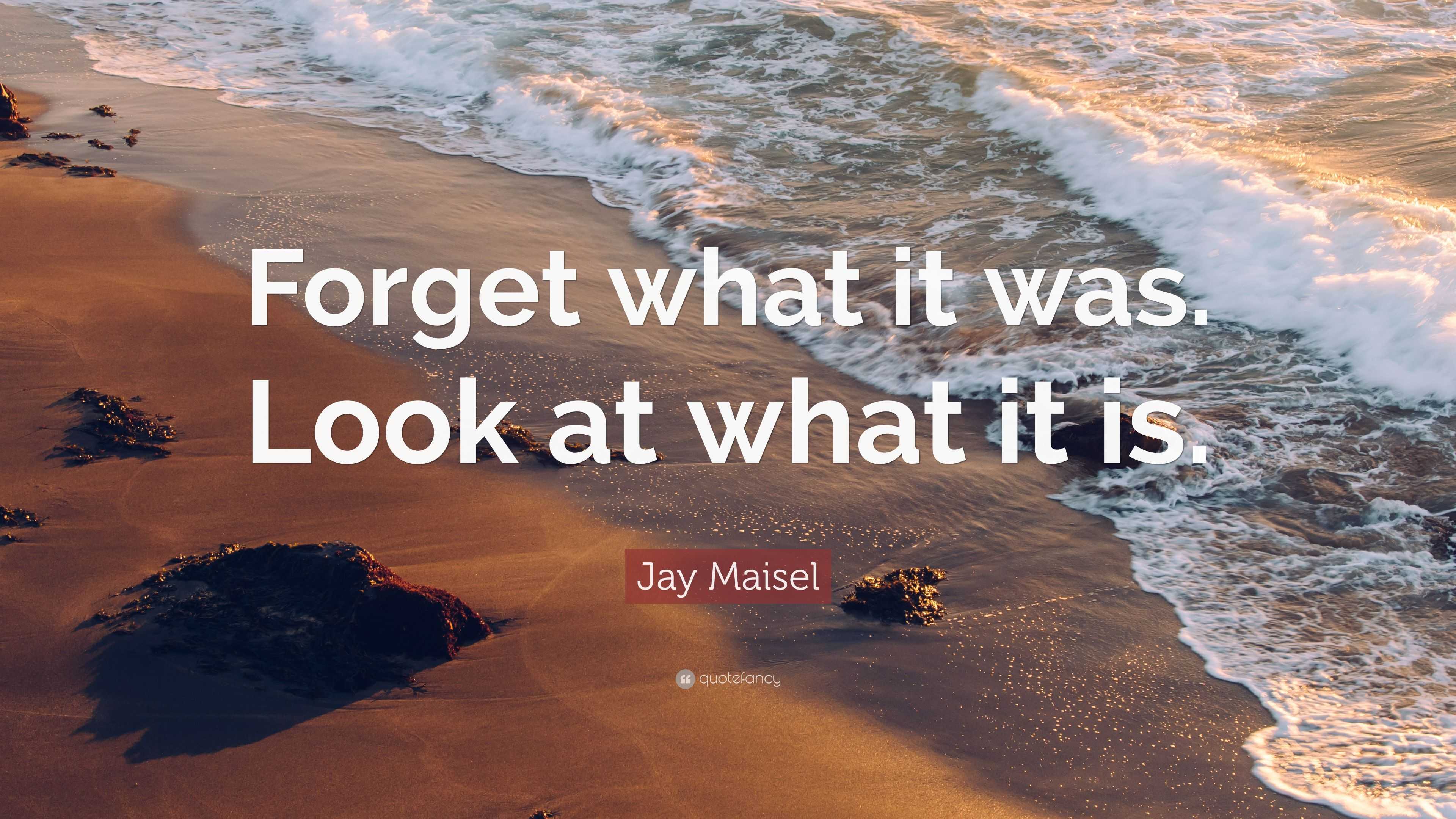 Jay Maisel Quote: “Forget what it was. Look at what it is.”