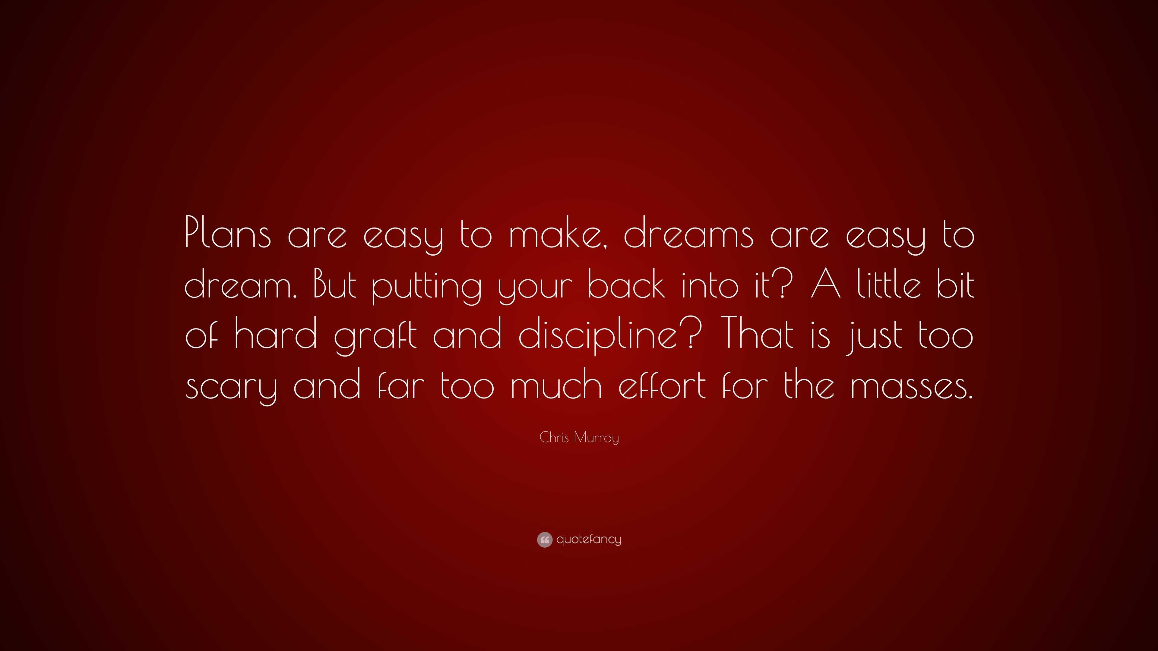 Chris Murray Quote Plans are easy to make dreams are easy to