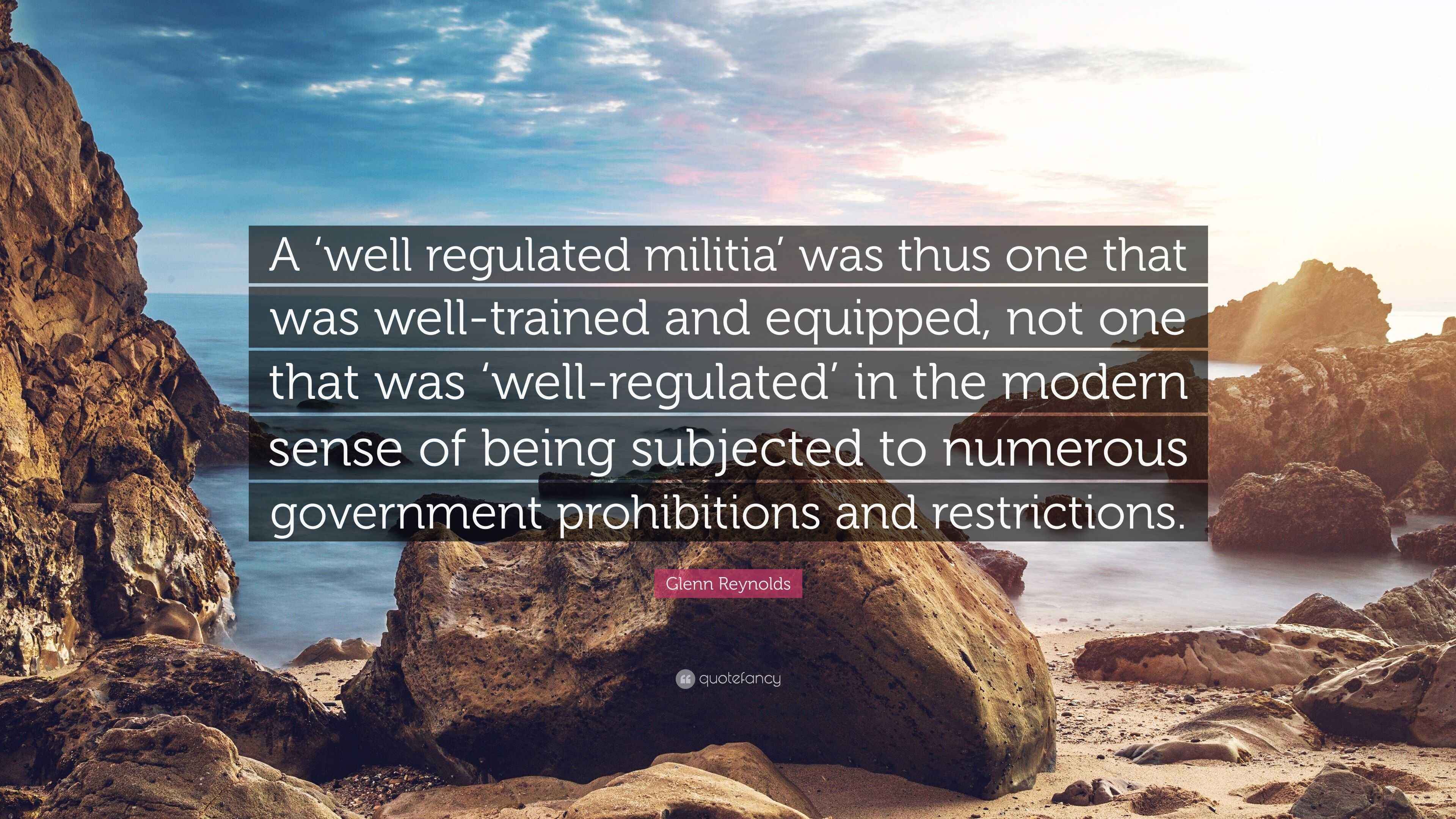 Glenn Reynolds Quote “A ‘well regulated militia’ was thus one that was