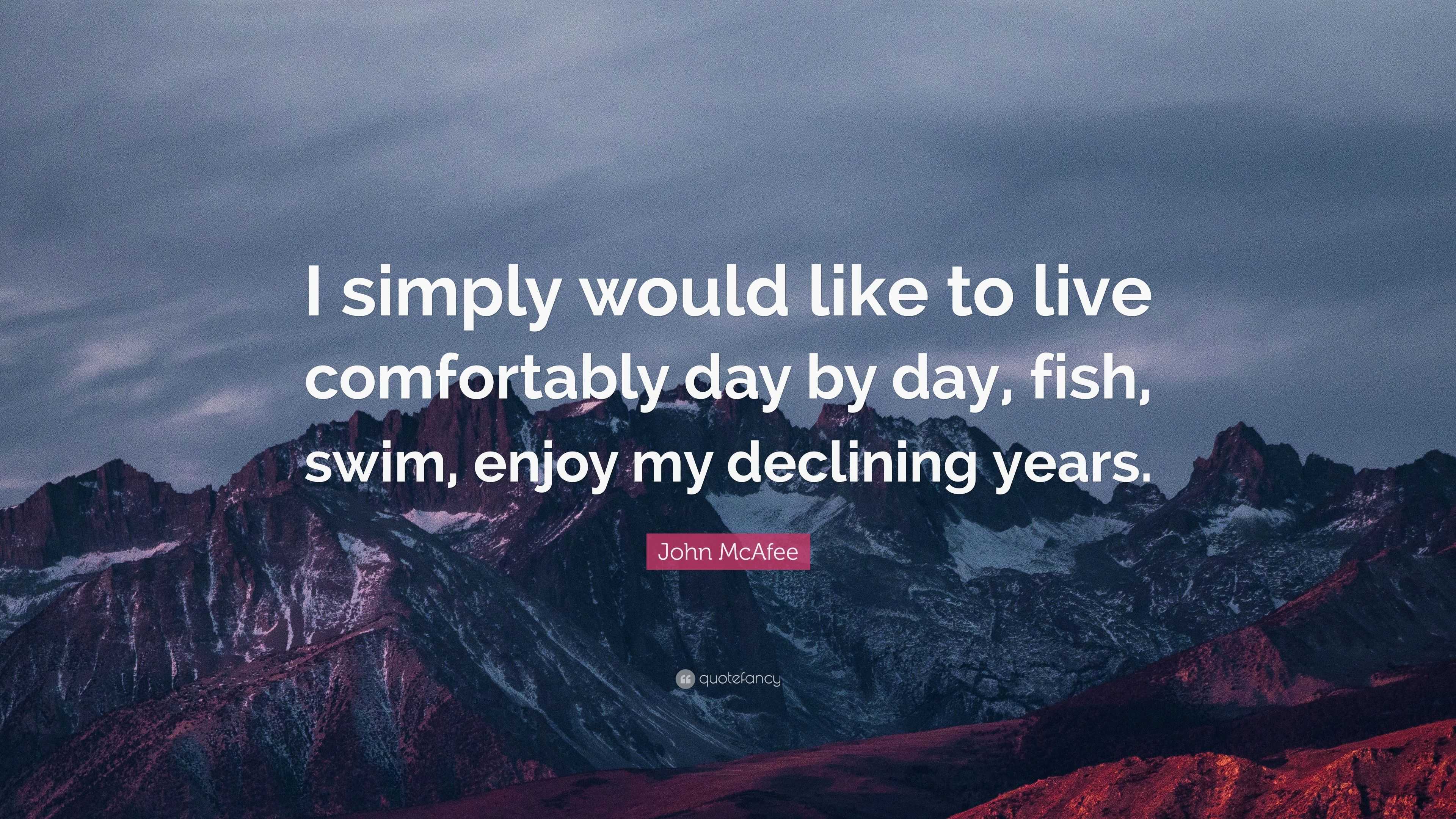 John McAfee Quote: “I simply would like to live comfortably day by day ...