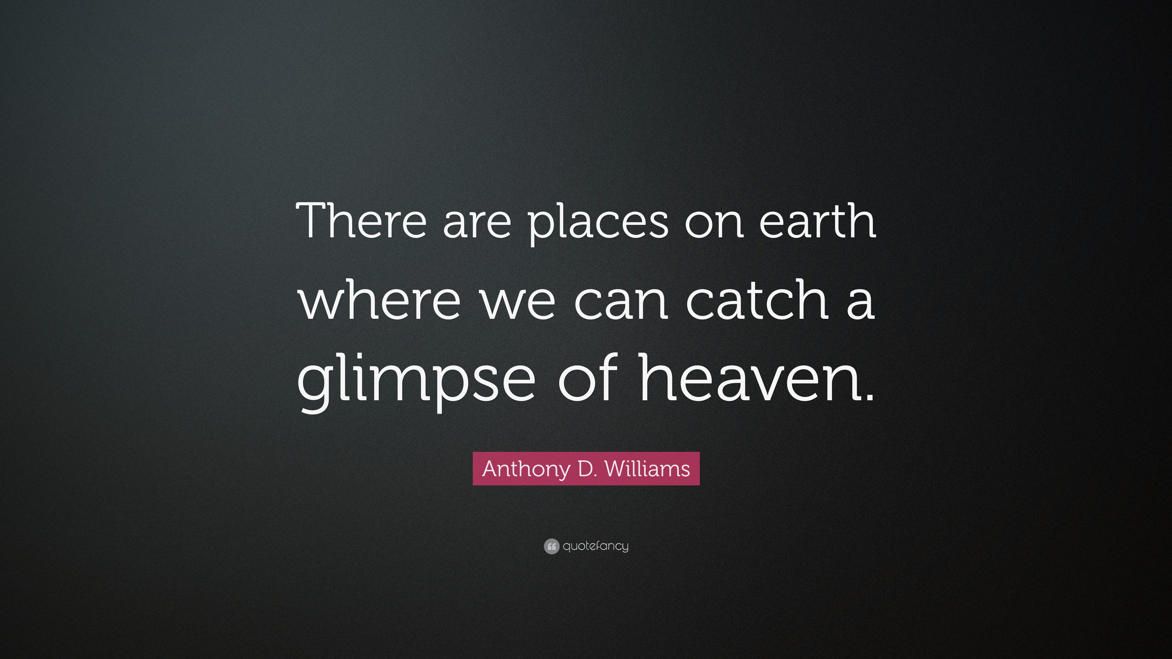 Anthony D. Williams Quote “There are places on earth where we can