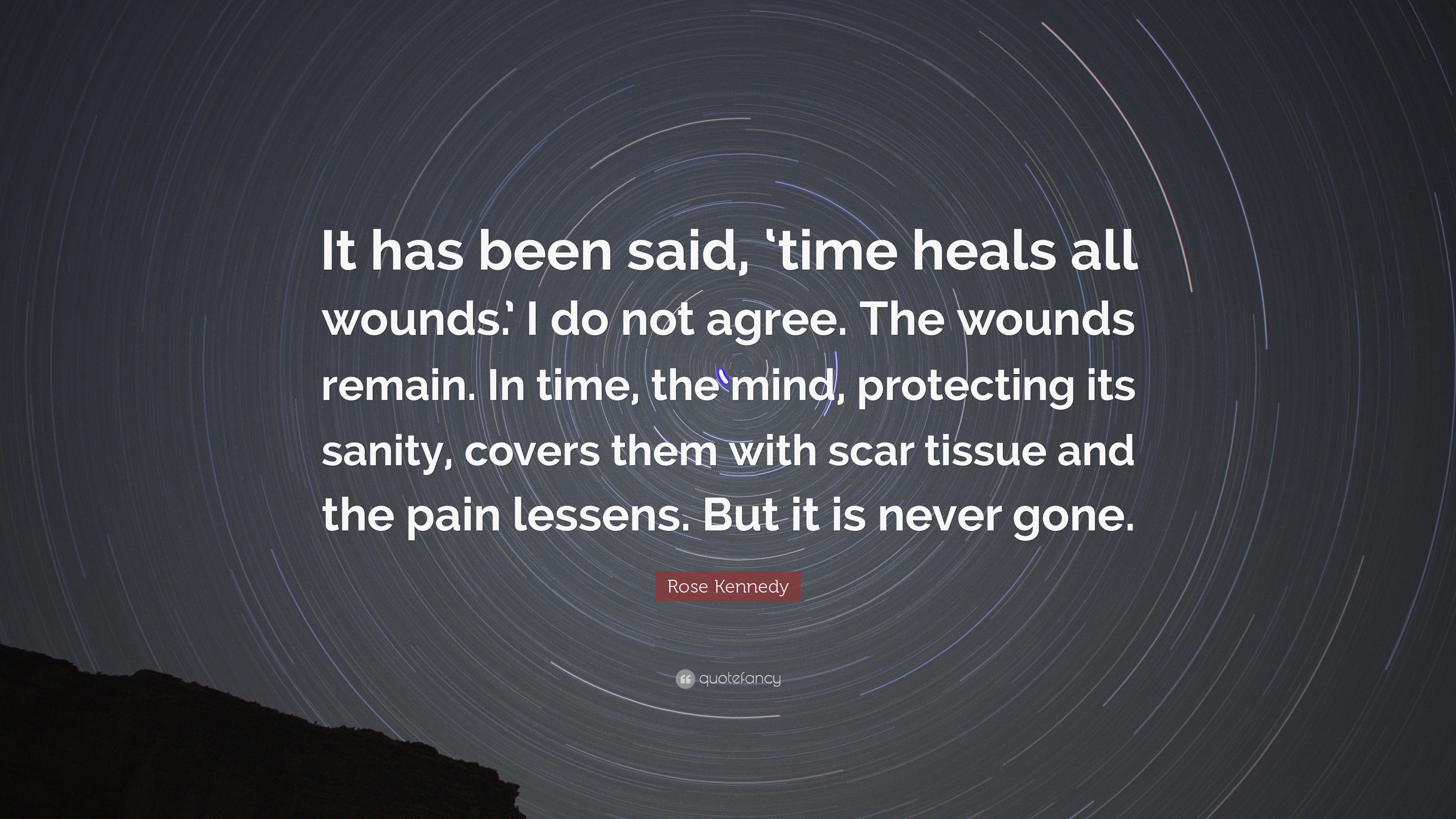 Rose Kennedy Quote: “It has been said, ‘time heals all wounds.’ I do