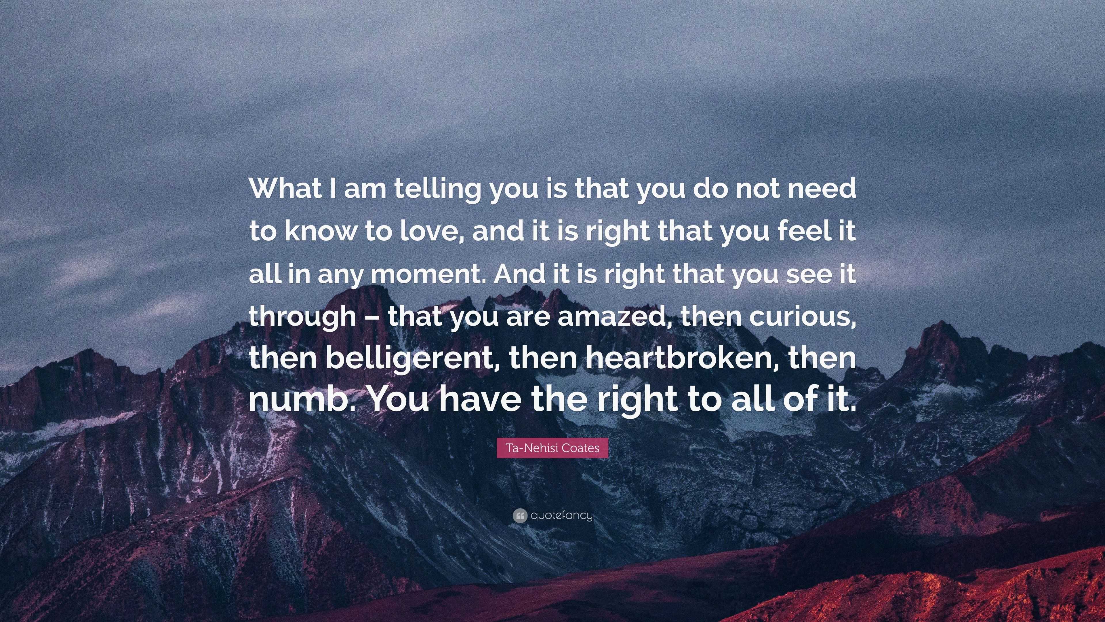 Ta-Nehisi Coates Quote: “What I am telling you is that you do not need ...