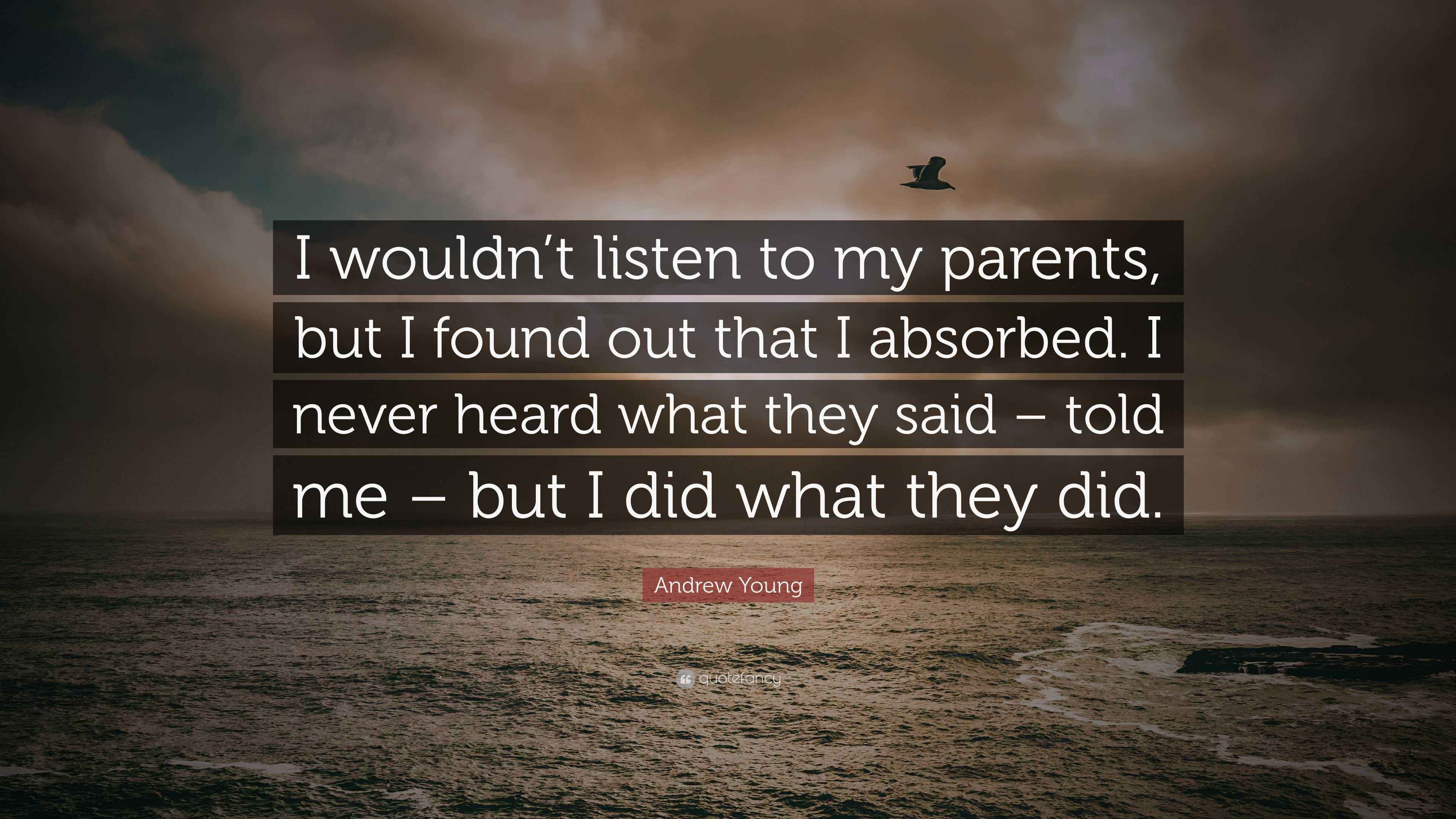 Andrew Young Quote “I wouldn’t listen to my parents, but I found out