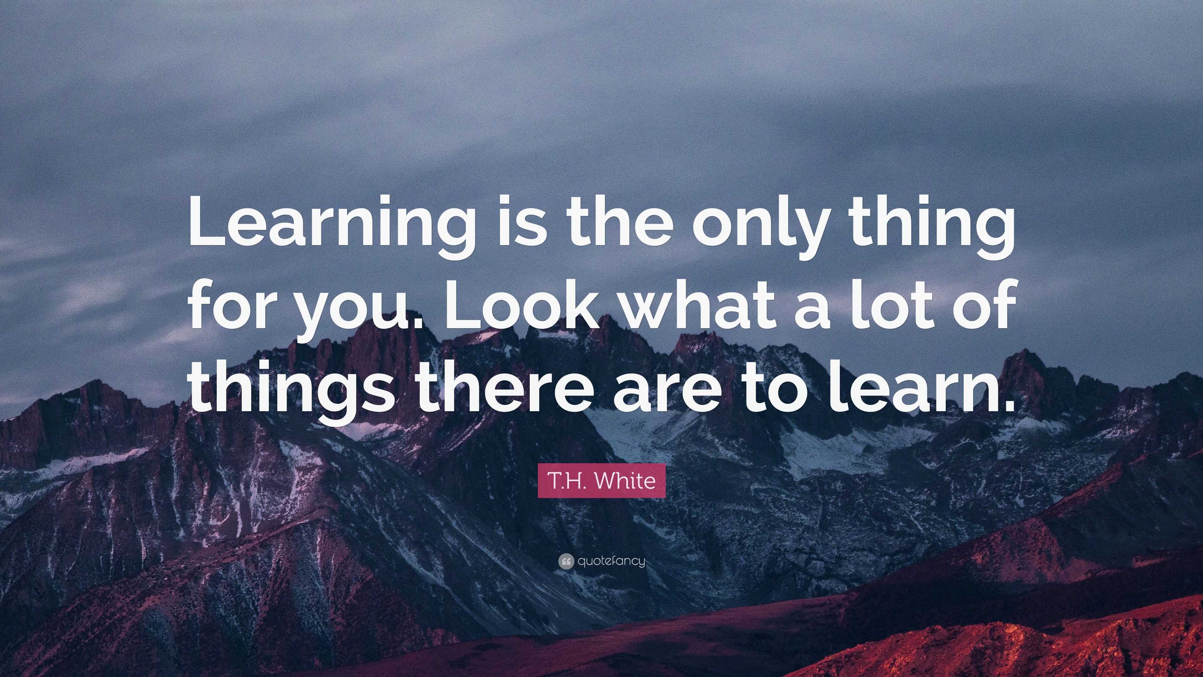 T.H. White Quote: “Learning is the only thing for you. Look what a lot ...