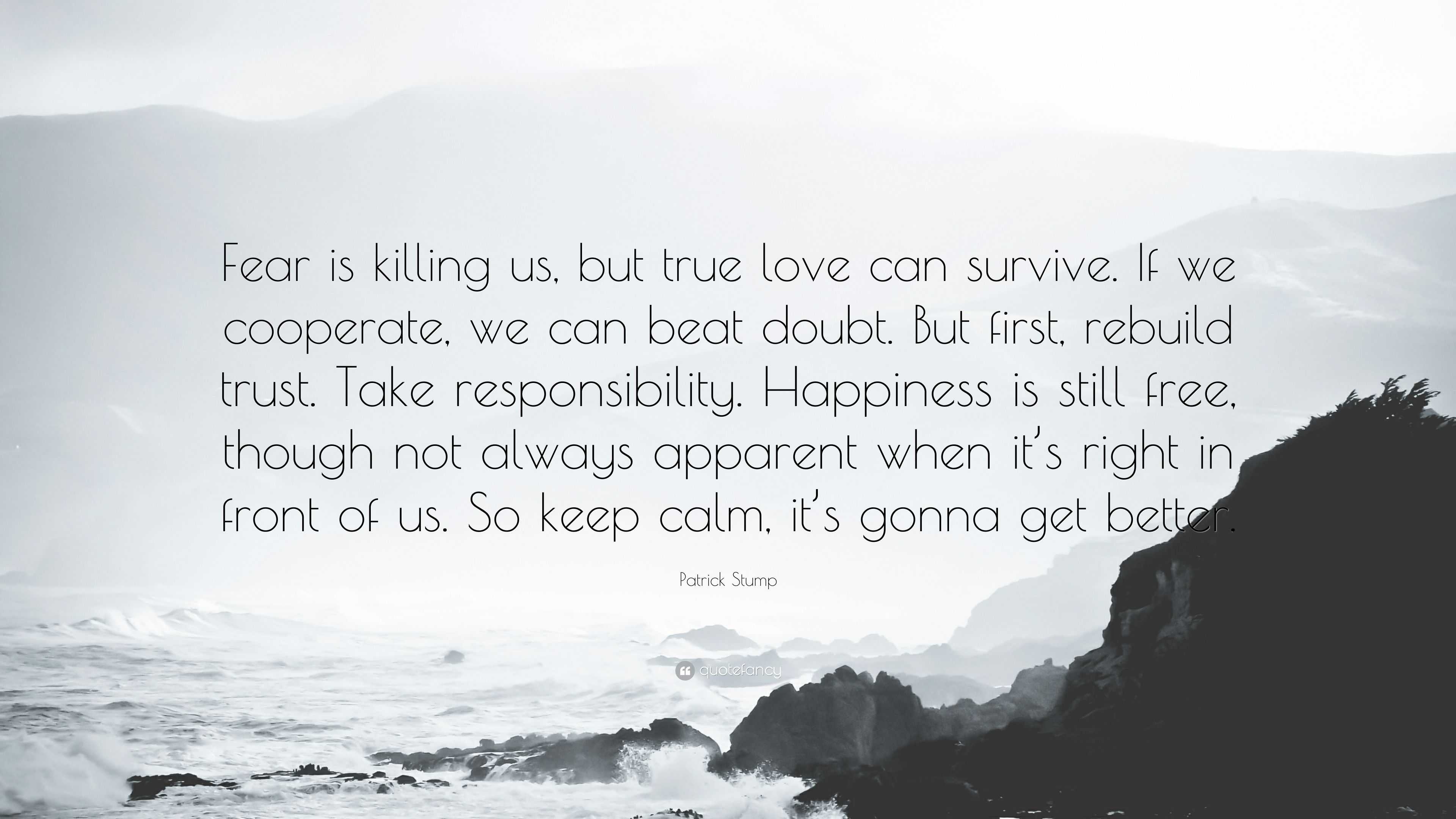 Patrick Stump Quote “Fear is killing us but true love can survive