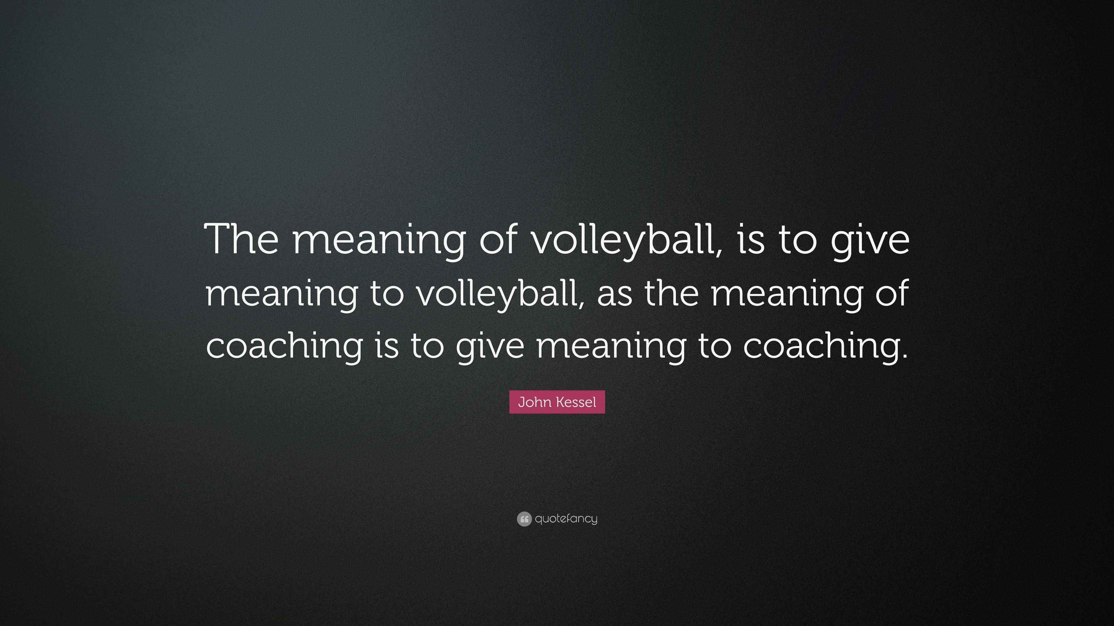 John Kessel Quote “The meaning of volleyball, is to give meaning to