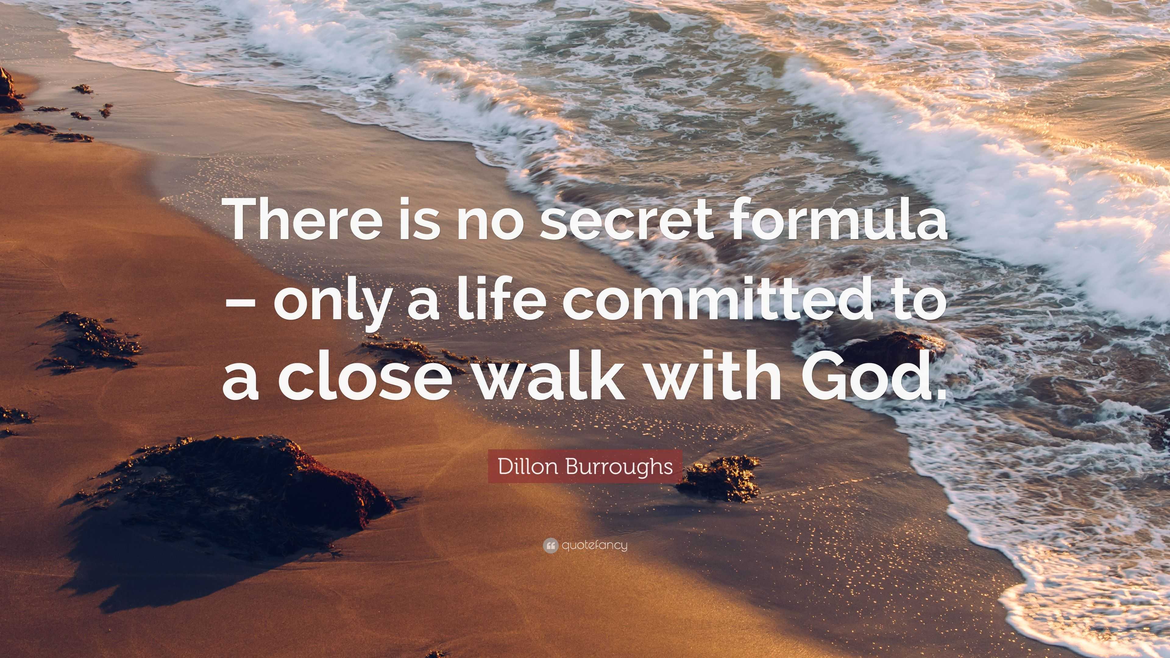 Dillon Burroughs Quote: “There is no secret formula – only a life ...