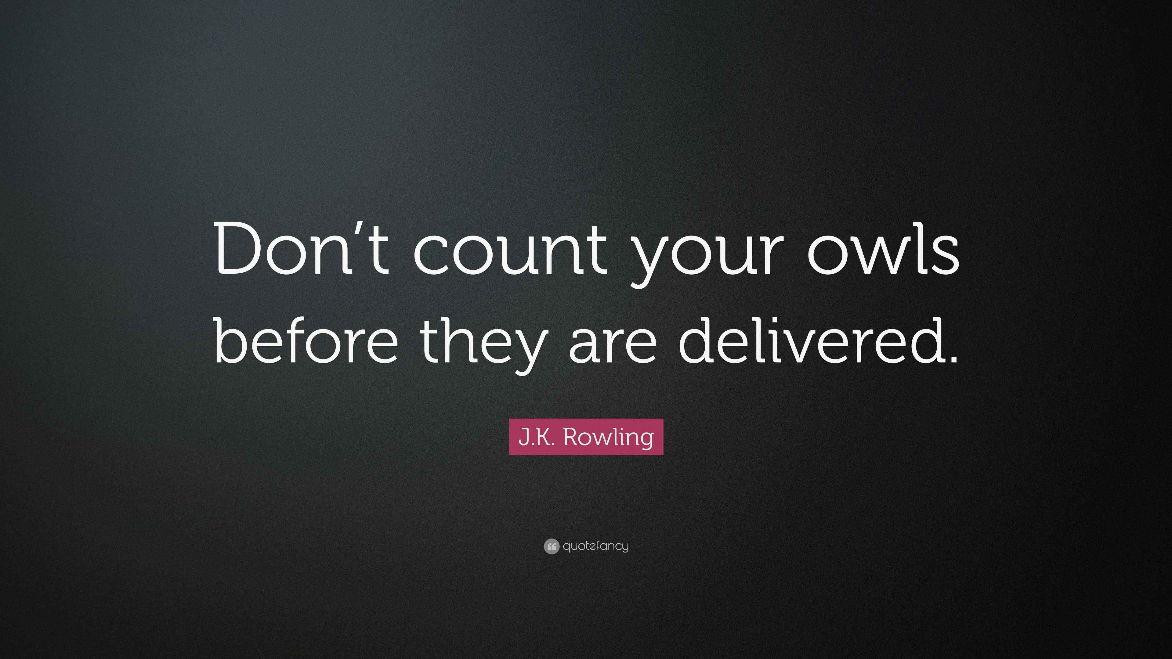 J.K. Rowling Quote “Don’t count your owls before they are delivered.”