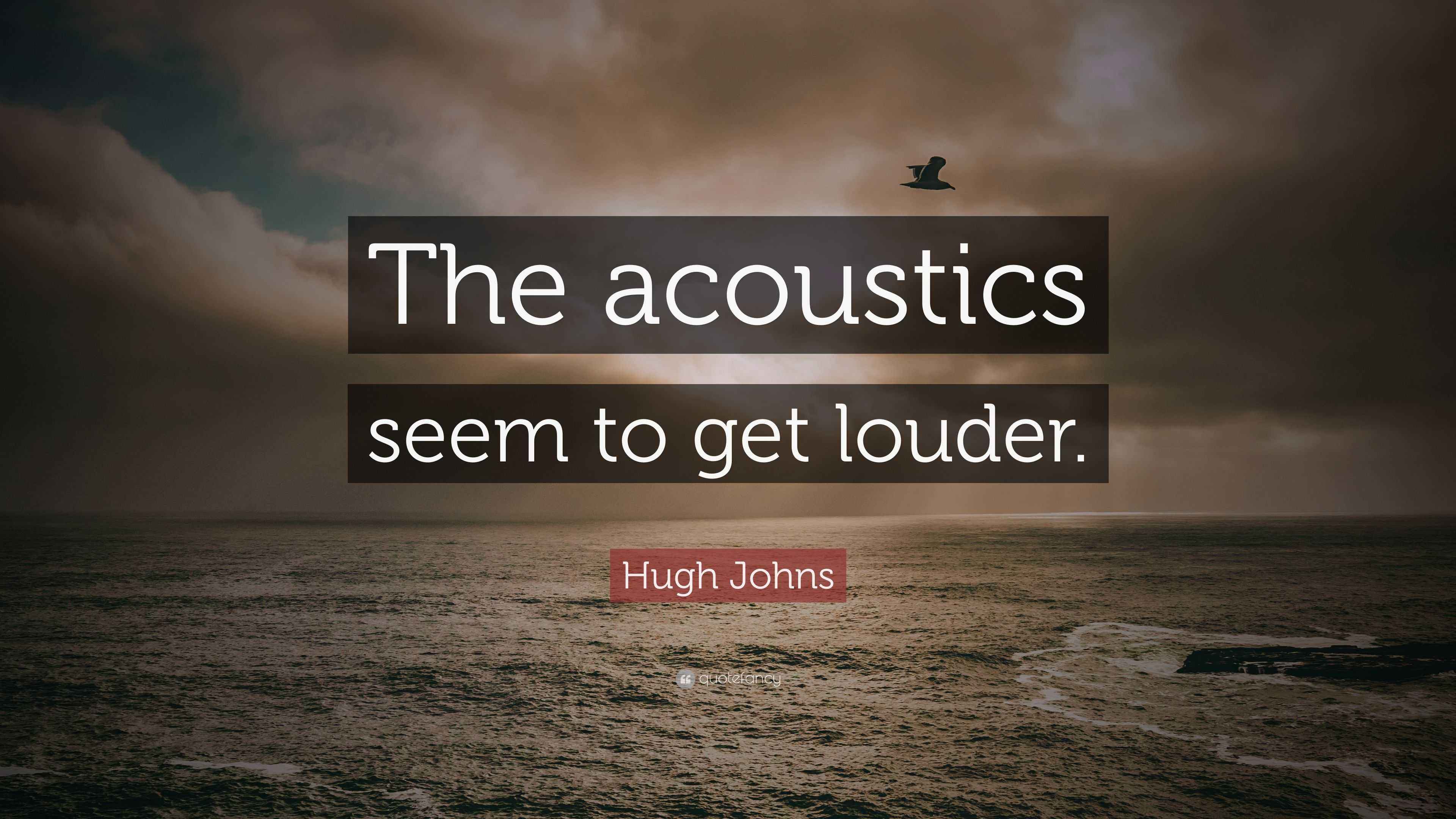 Hugh Johns Quote “The acoustics seem to get louder.”