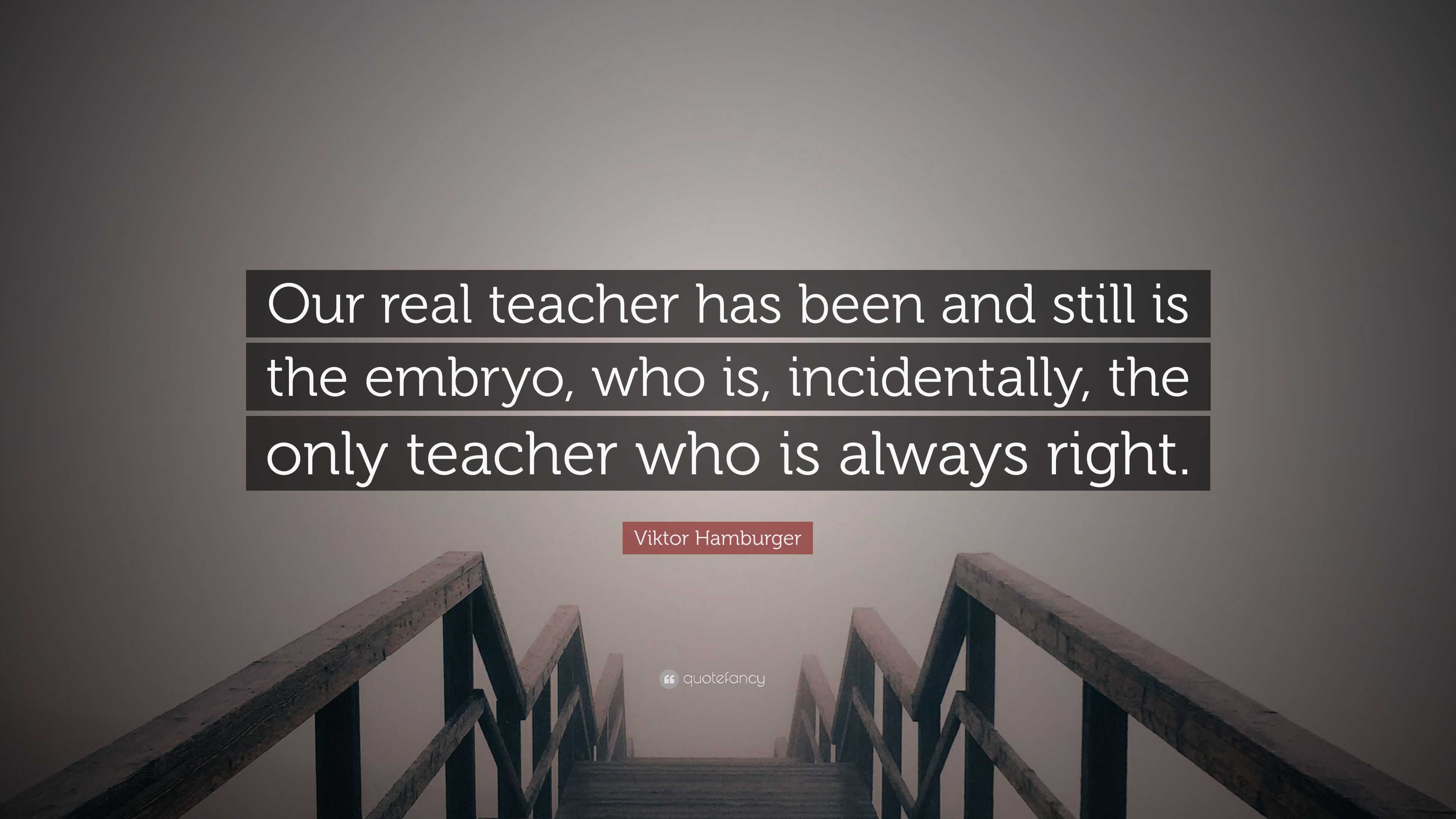 Viktor Hamburger Quote: “our Real Teacher Has Been And Still Is The 