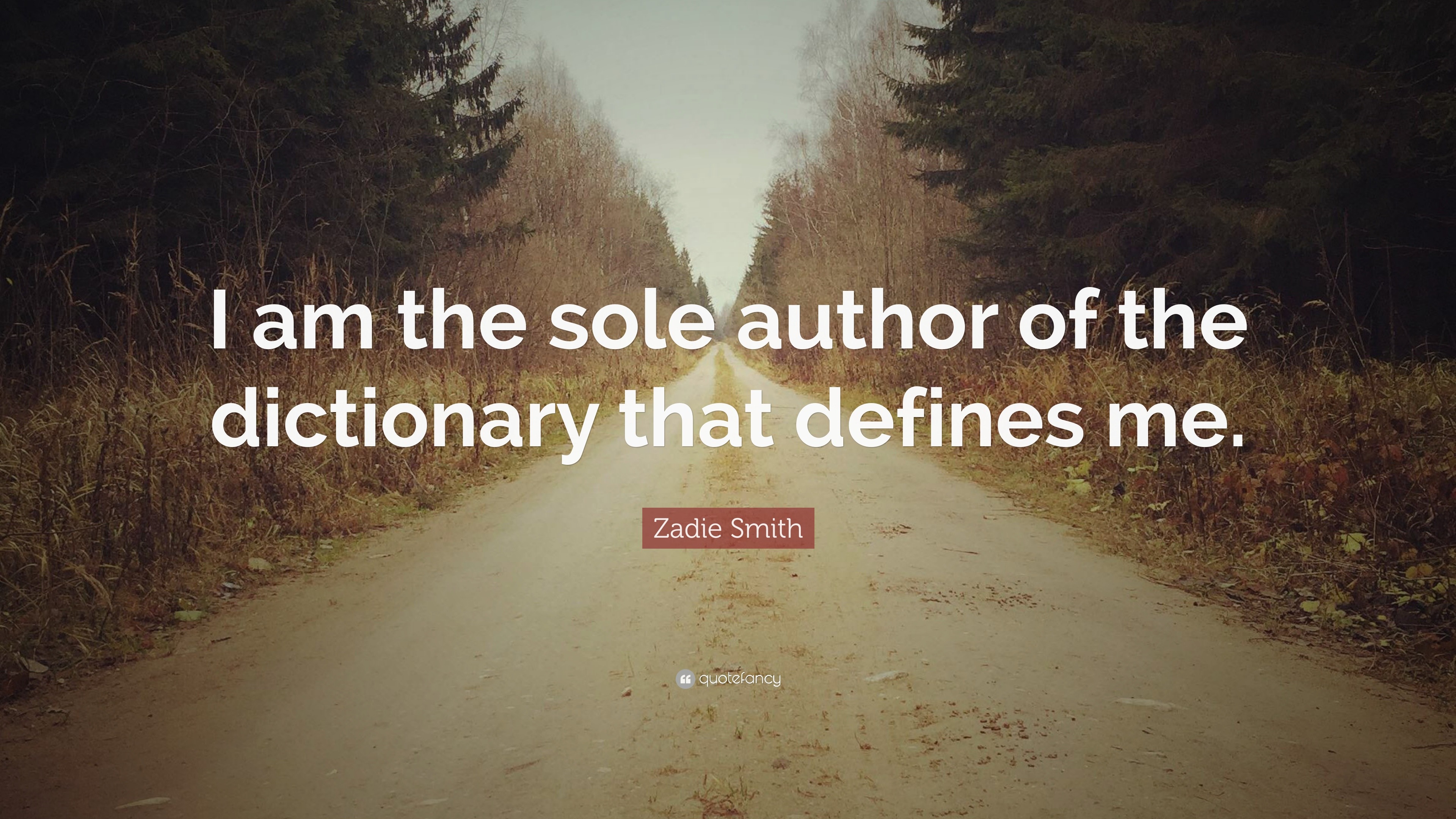 Zadie Smith Quote “I am the sole author of the dictionary that defines