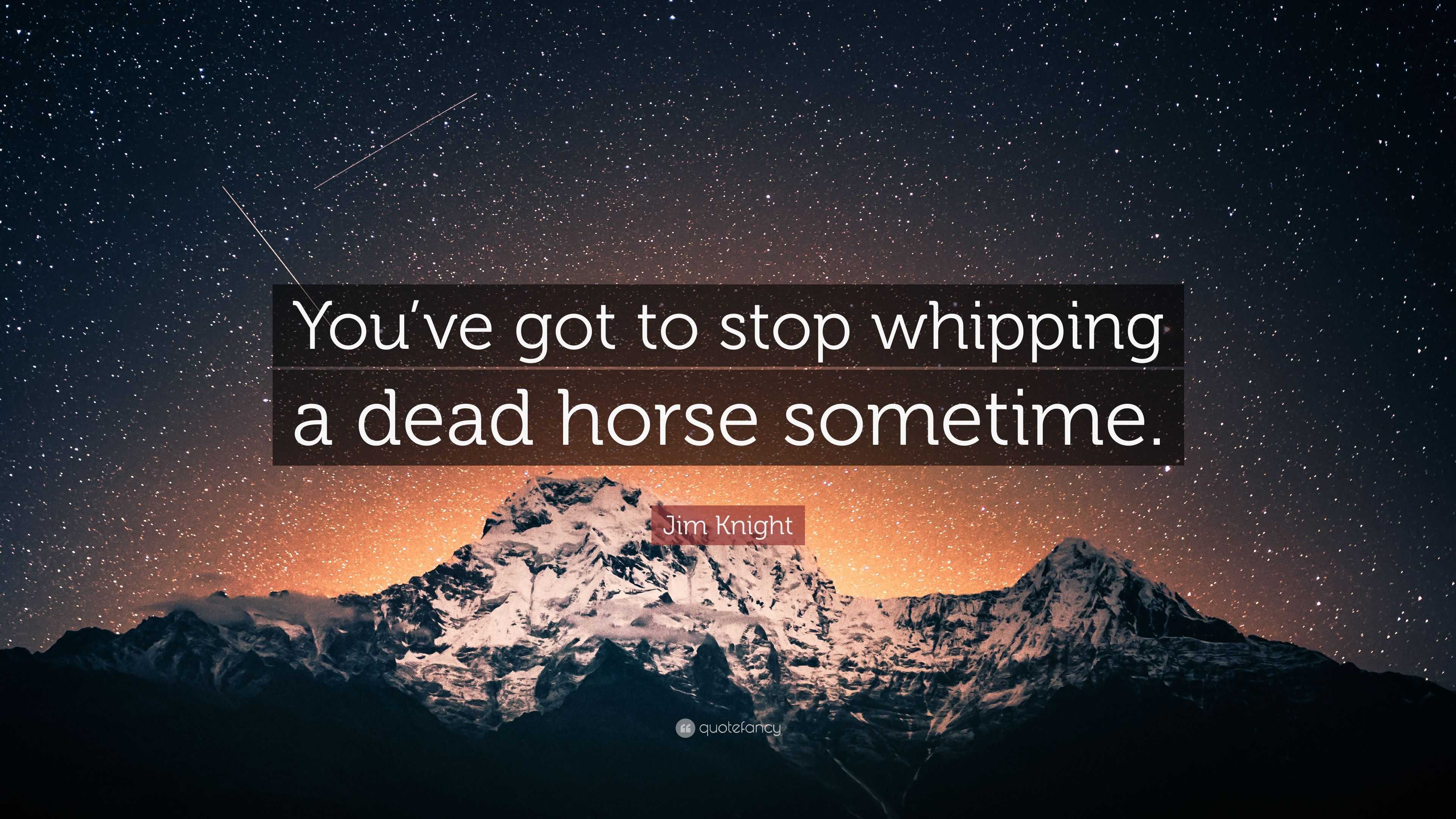 Jim Knight Quote “You’ve got to stop whipping a dead horse sometime.”