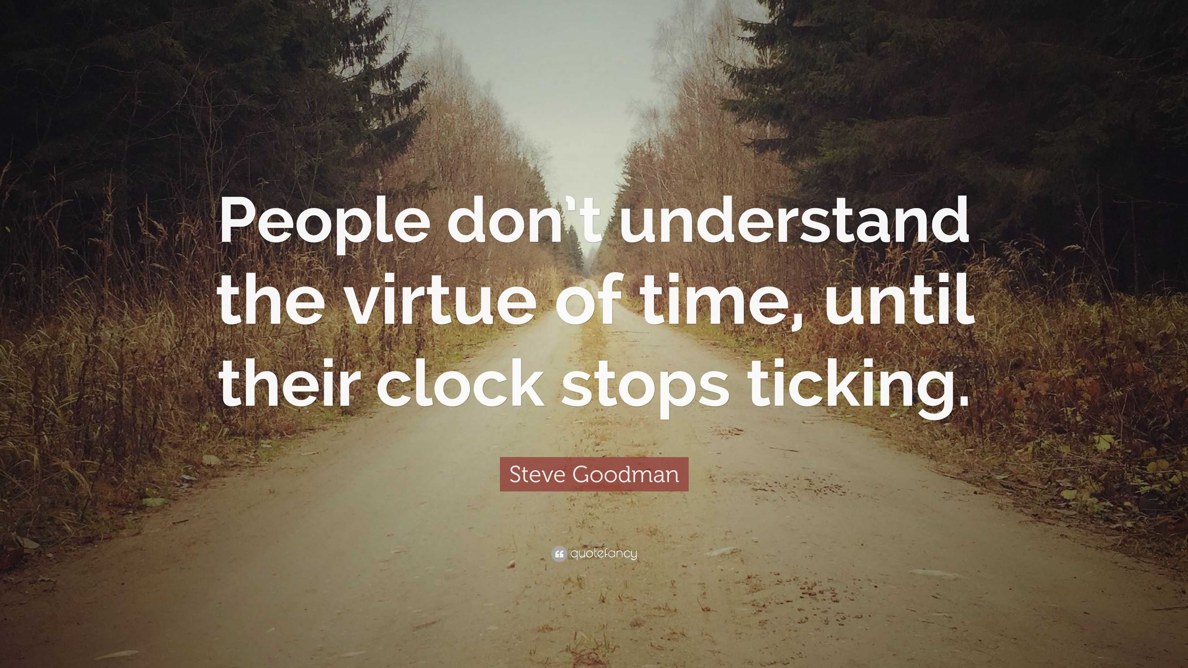 Steve Goodman Quote “People don’t understand the virtue of time, until