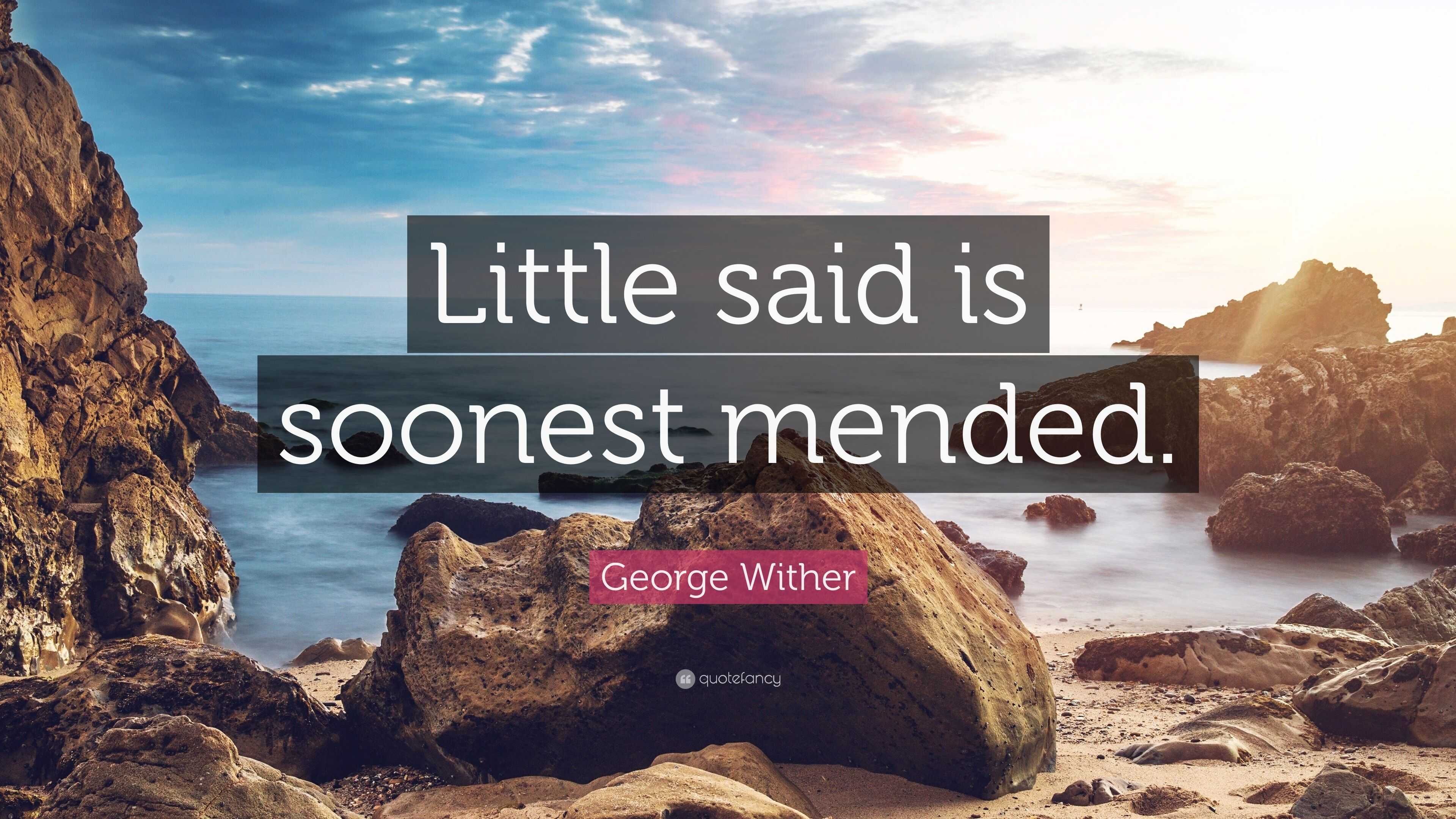 George Wither Quote: “Little said is soonest mended.”